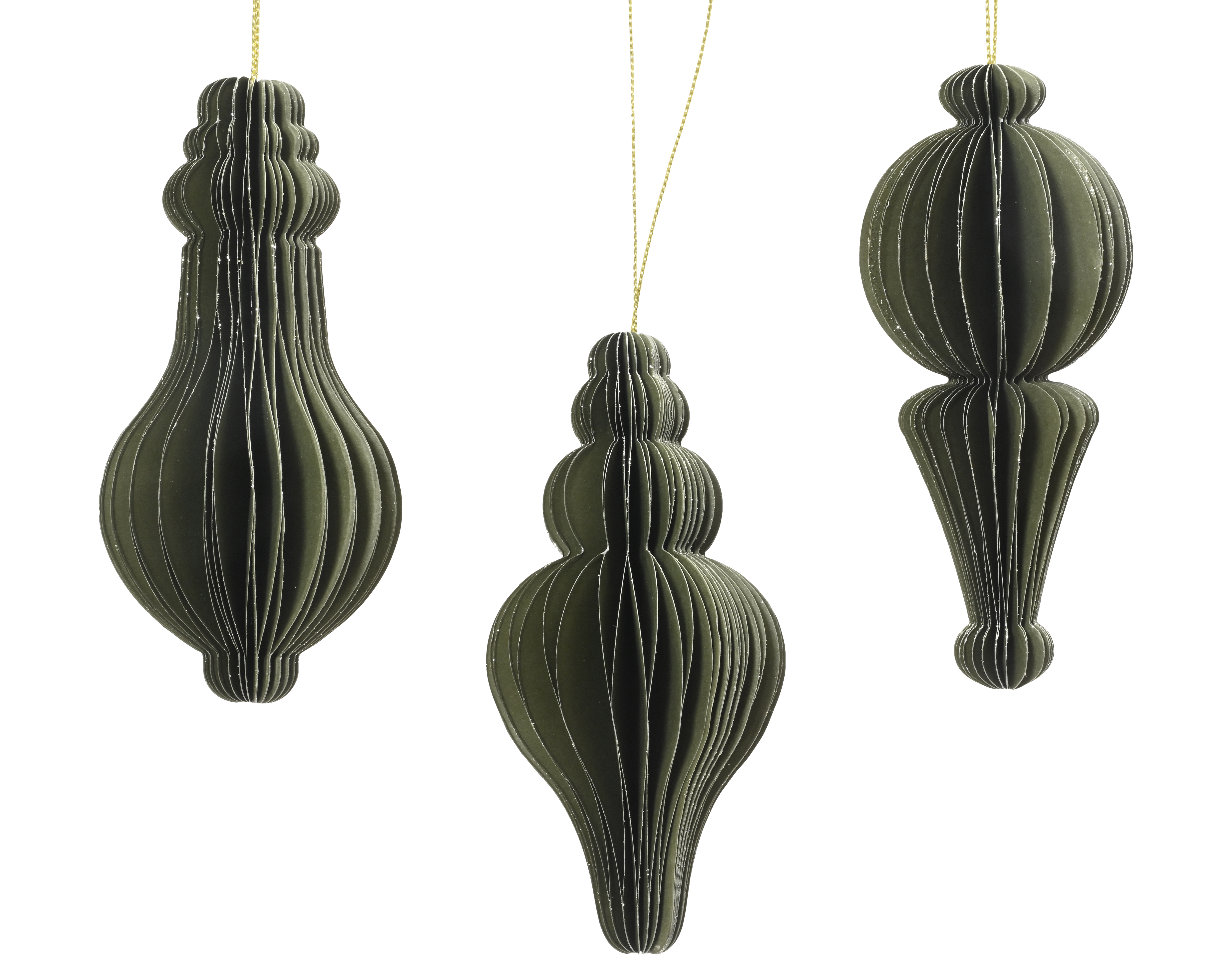 Hänger Ornament - grün, Papier, Ø5.5-H12cm