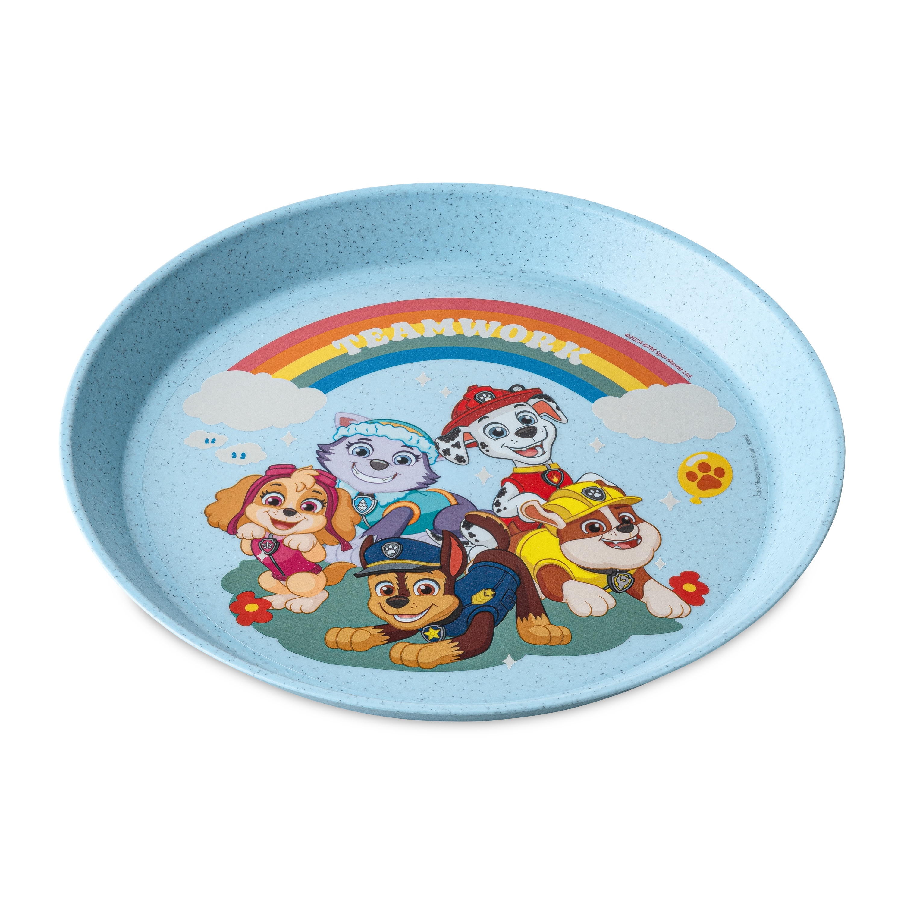 Kleiner Teller 205mm, organic sky blue paw patrol - sicherer Stand, stapelbar, CO2-neutral