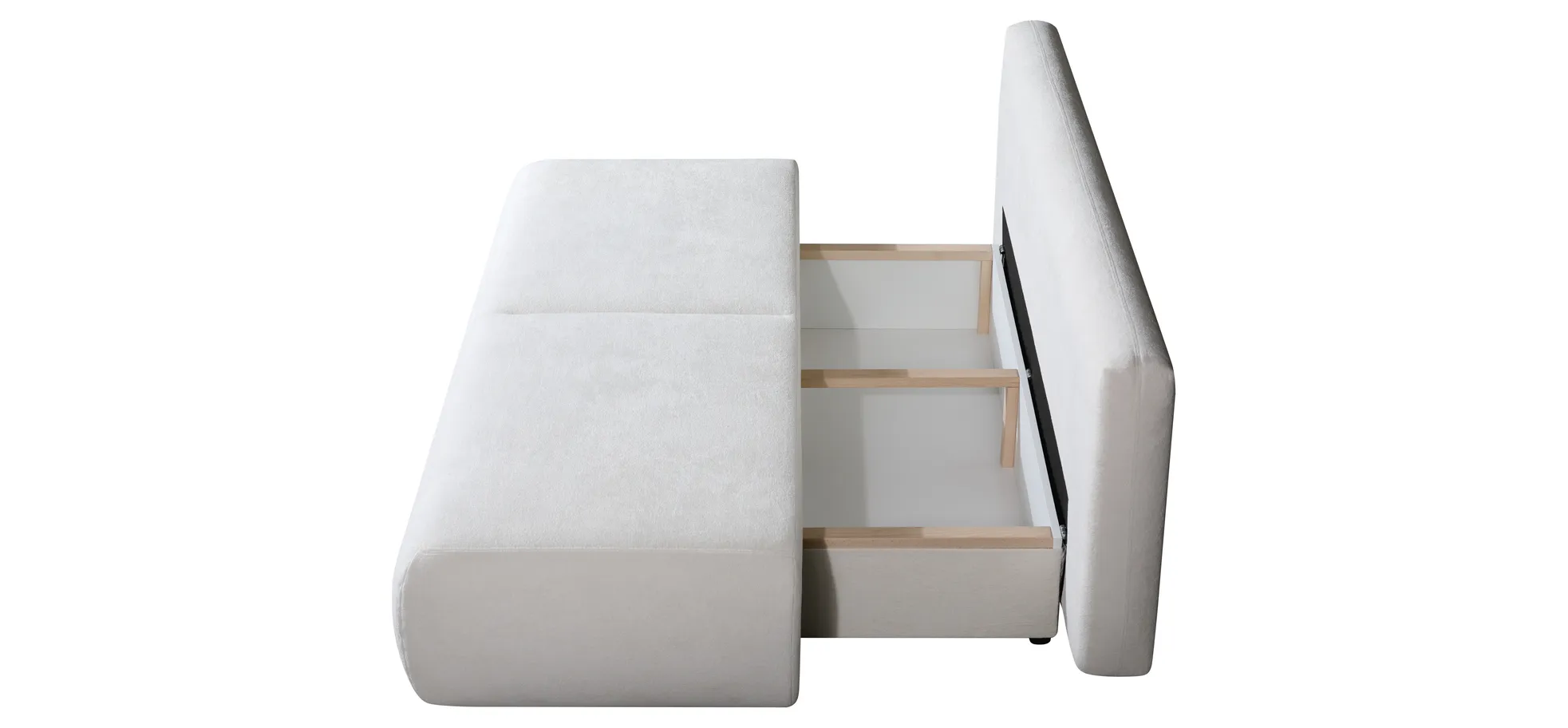 Schlafsofa EM Sintra - Schlaffunktion mit Bettkasten, Stoff, Natur