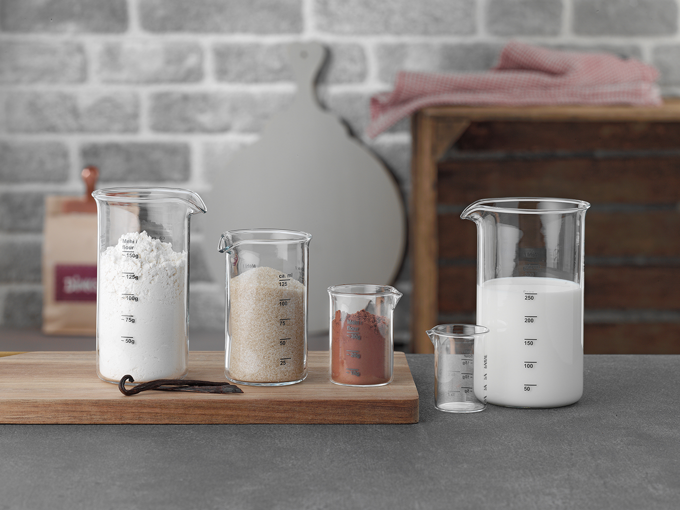 Messbecherset mit Skala 5-Tlg. - Borosilikatglas