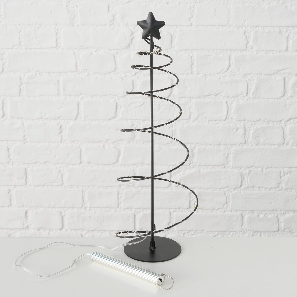 Dekoaufsteller Saturn, Baum, LED - H 40,00 cm Eisen pulverbesch. schwarz