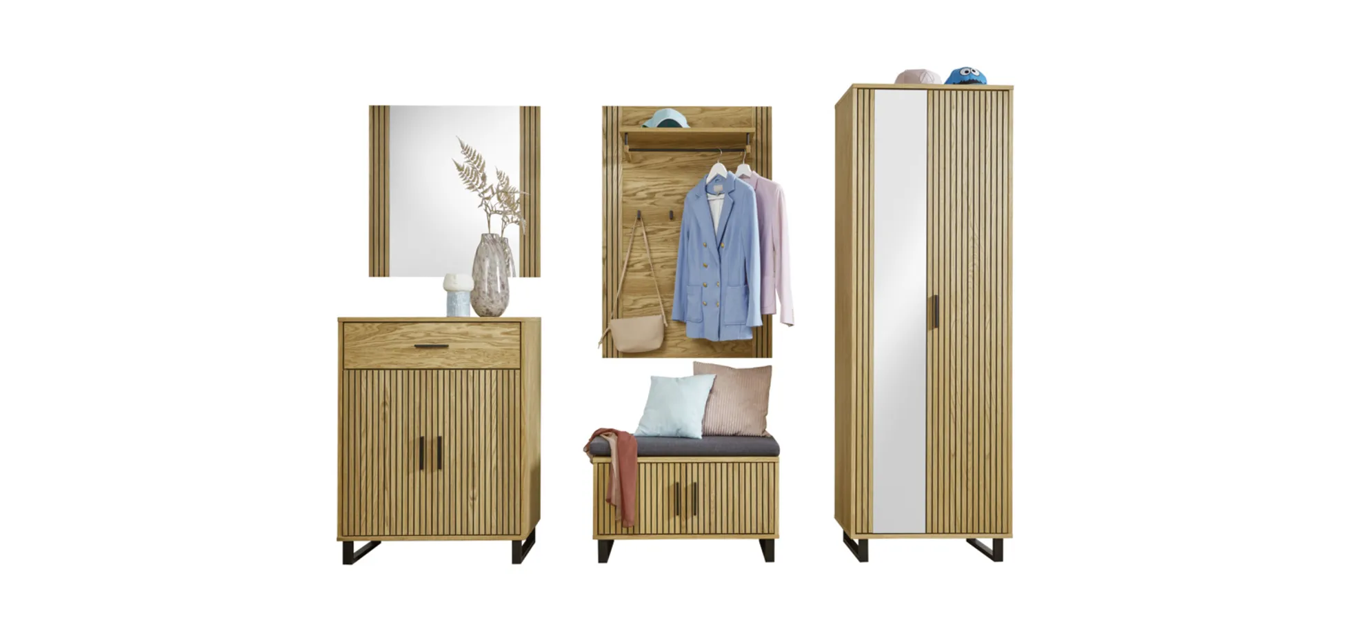 Garderobenschrank, Eiche teilmassiv geölt - Emila