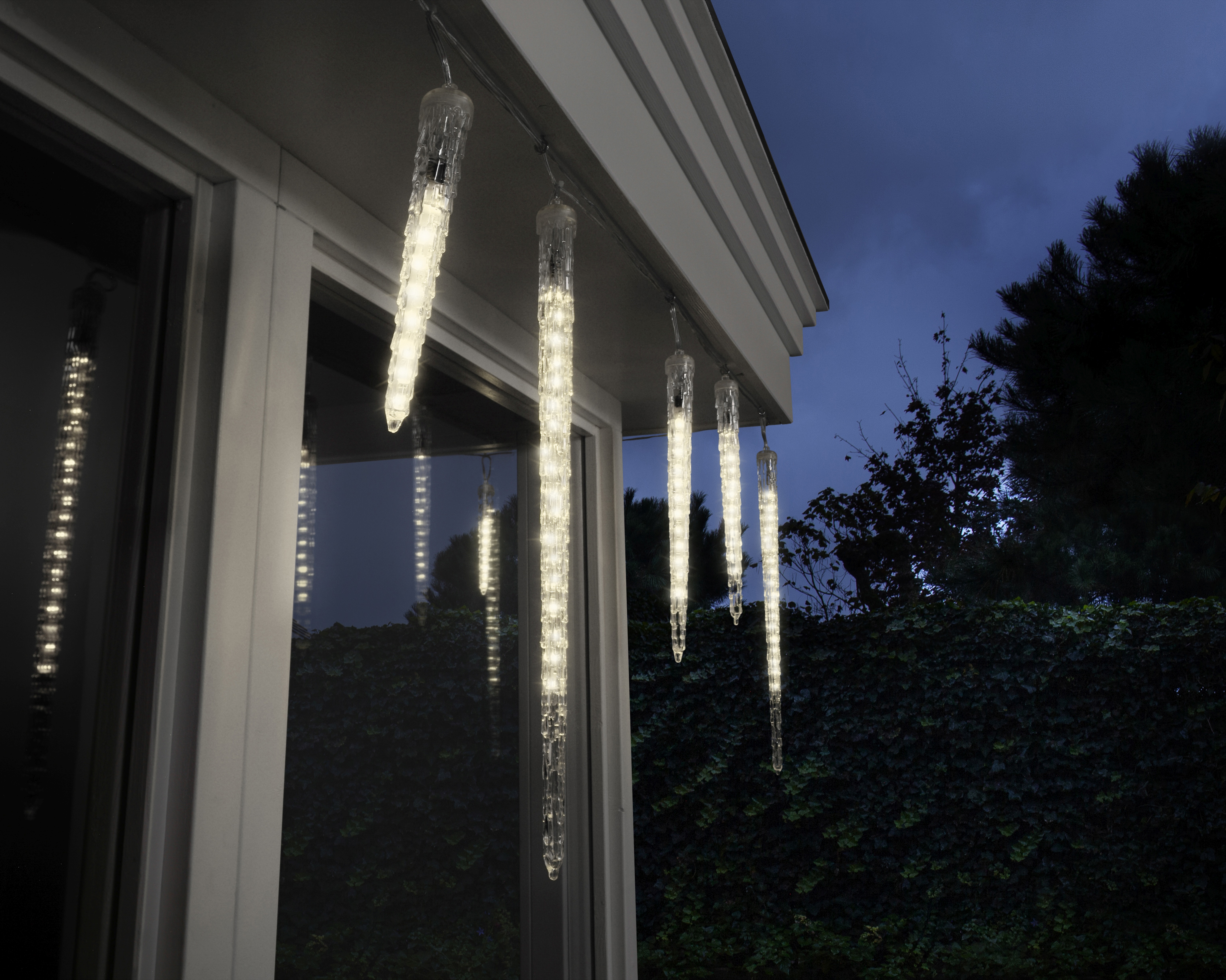 LED Icicle Lights - transparent/warm weiss, PVC, L250cm-148L