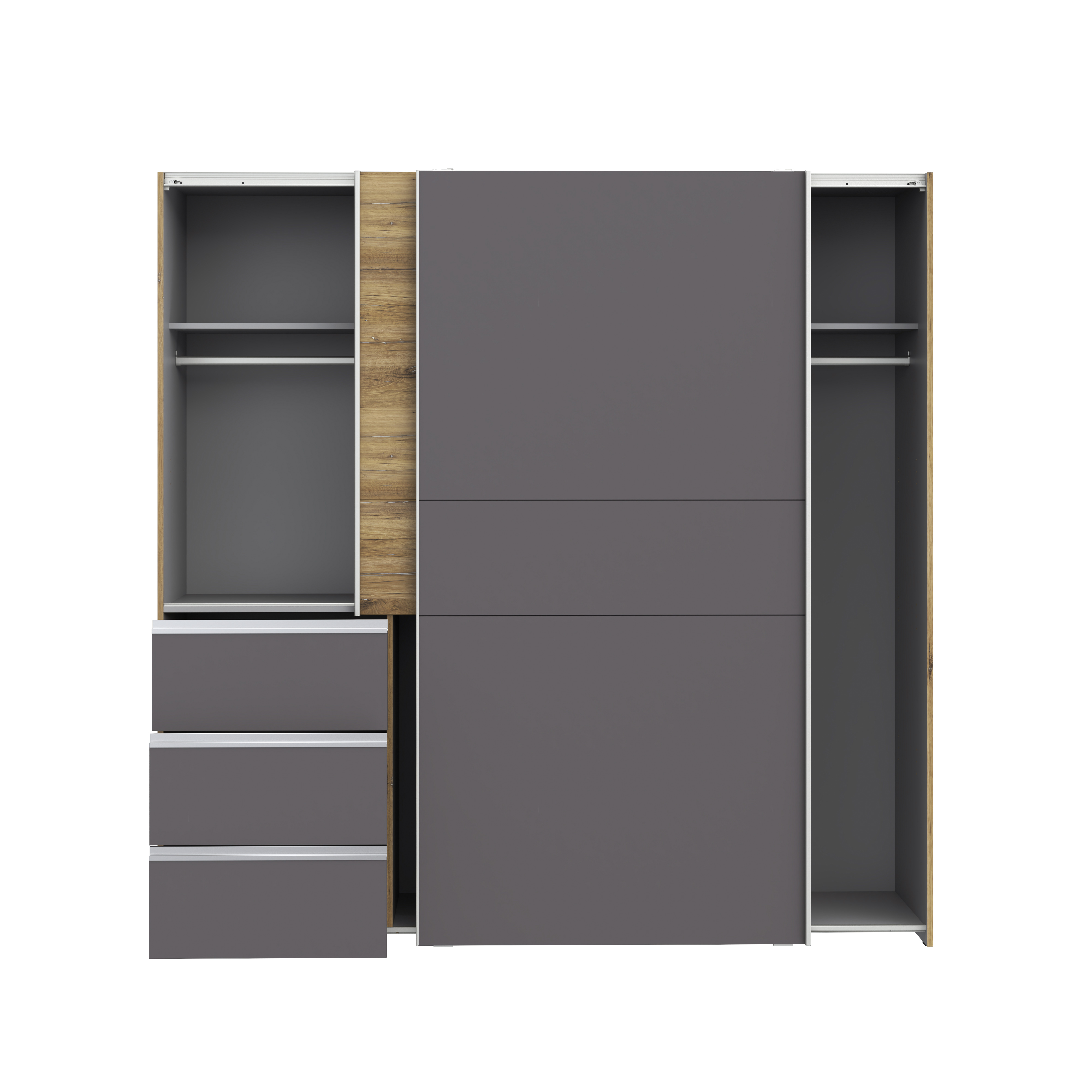 Schwebetürenschrank, Artisan Eiche, dunkelgrau - Fjolla