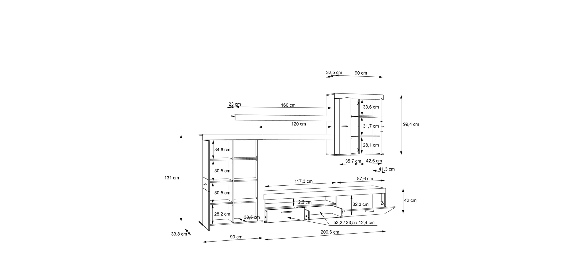 Wohnwand, Artisan oak, Sand  - Frana