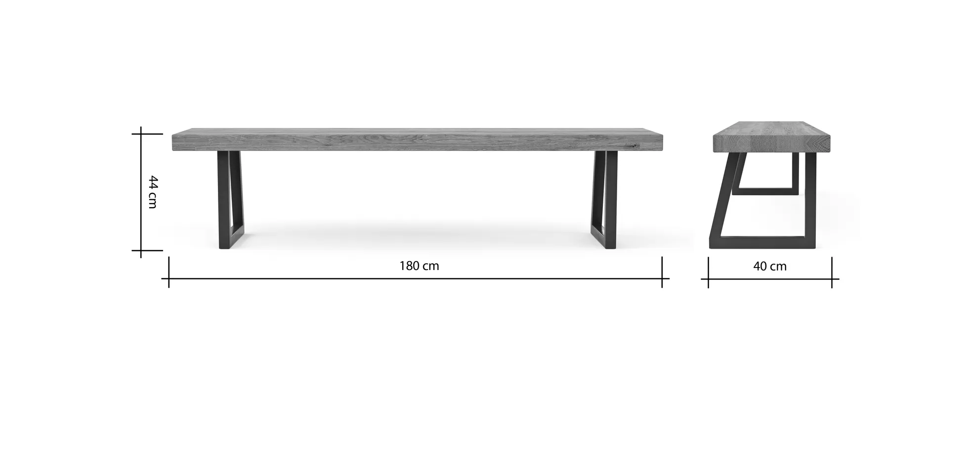 Holzbank Clifton - Breite ca. 180cm, Wildeiche massiv, natur