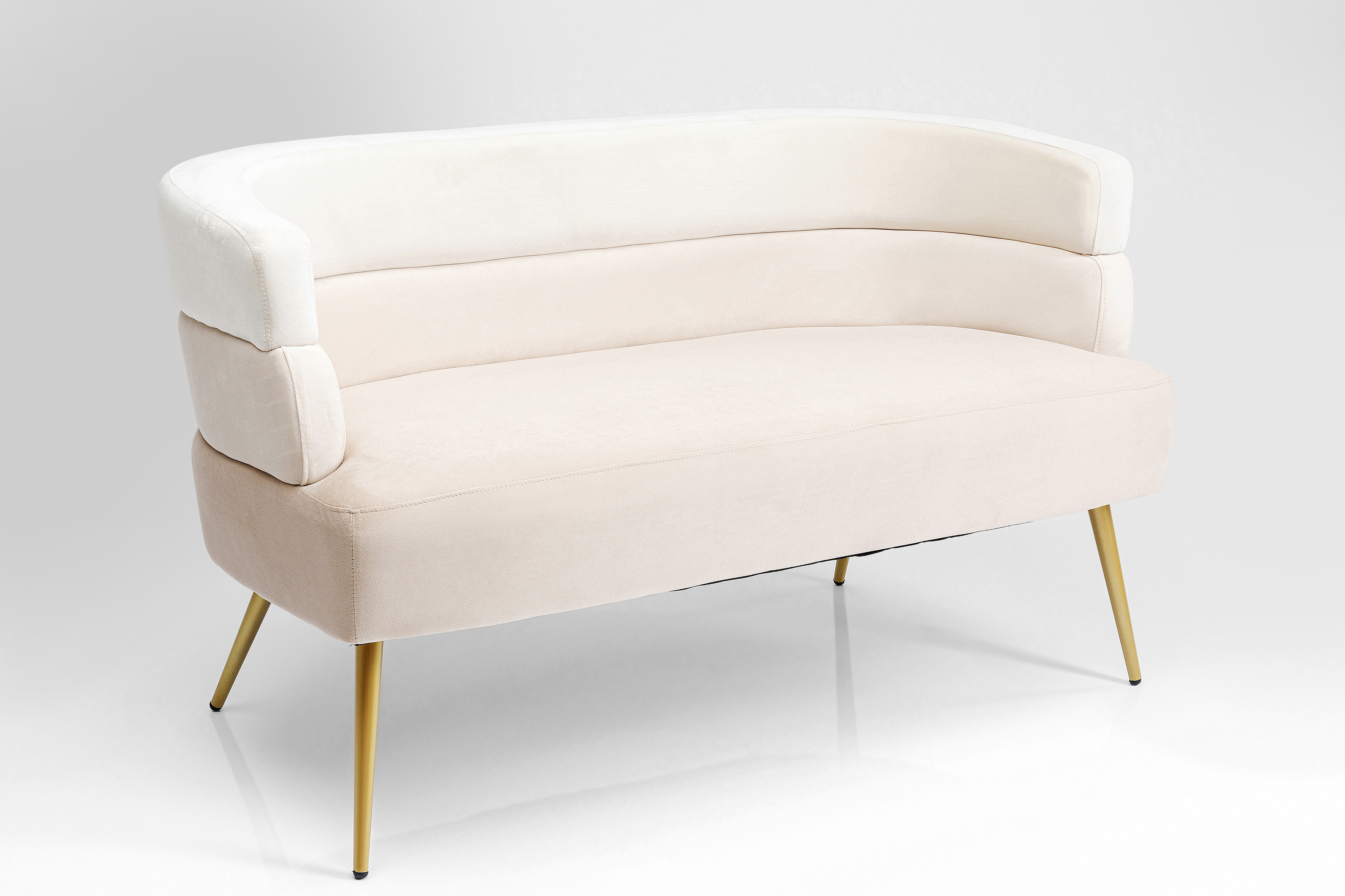Sofa 2-sitzig Sandwich, creme, Samtoptik - Möbel