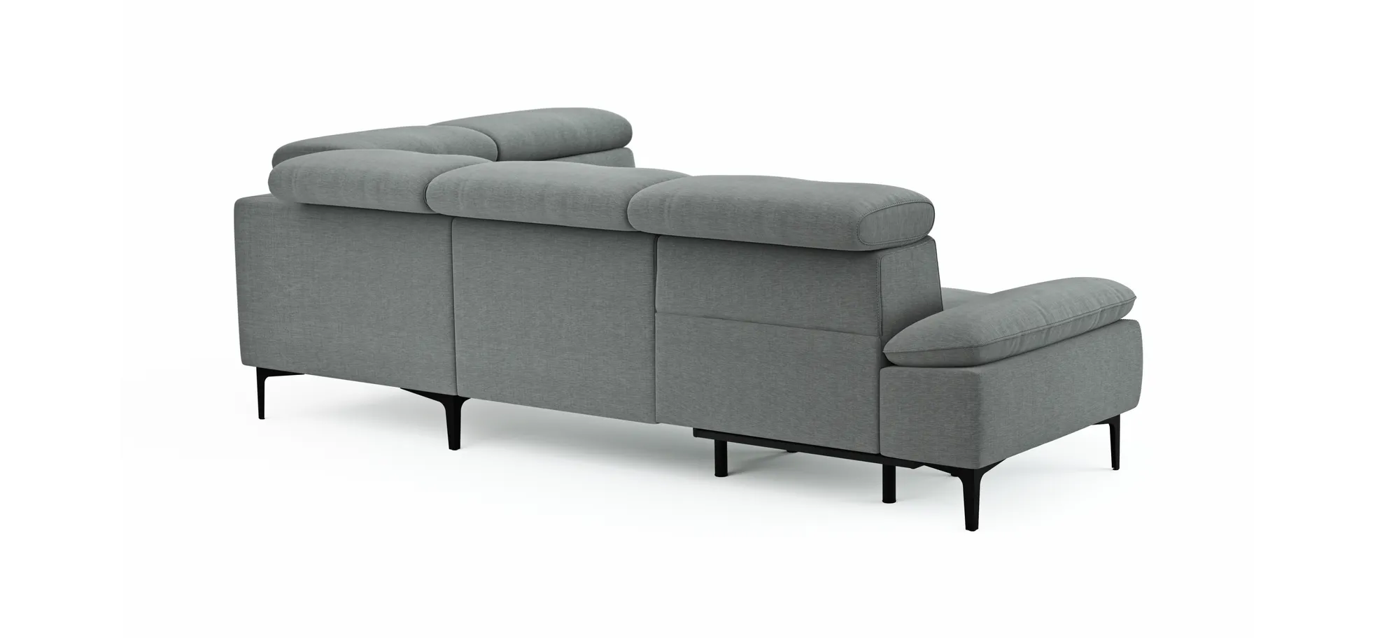 Ecksofa Felipa - 2,5-Sitzer mit Ecke rechts inkl. Armlehne verstellbar und Rückenlehne/Sitztiefe verstellbar (motorisch), Stoff, Grau