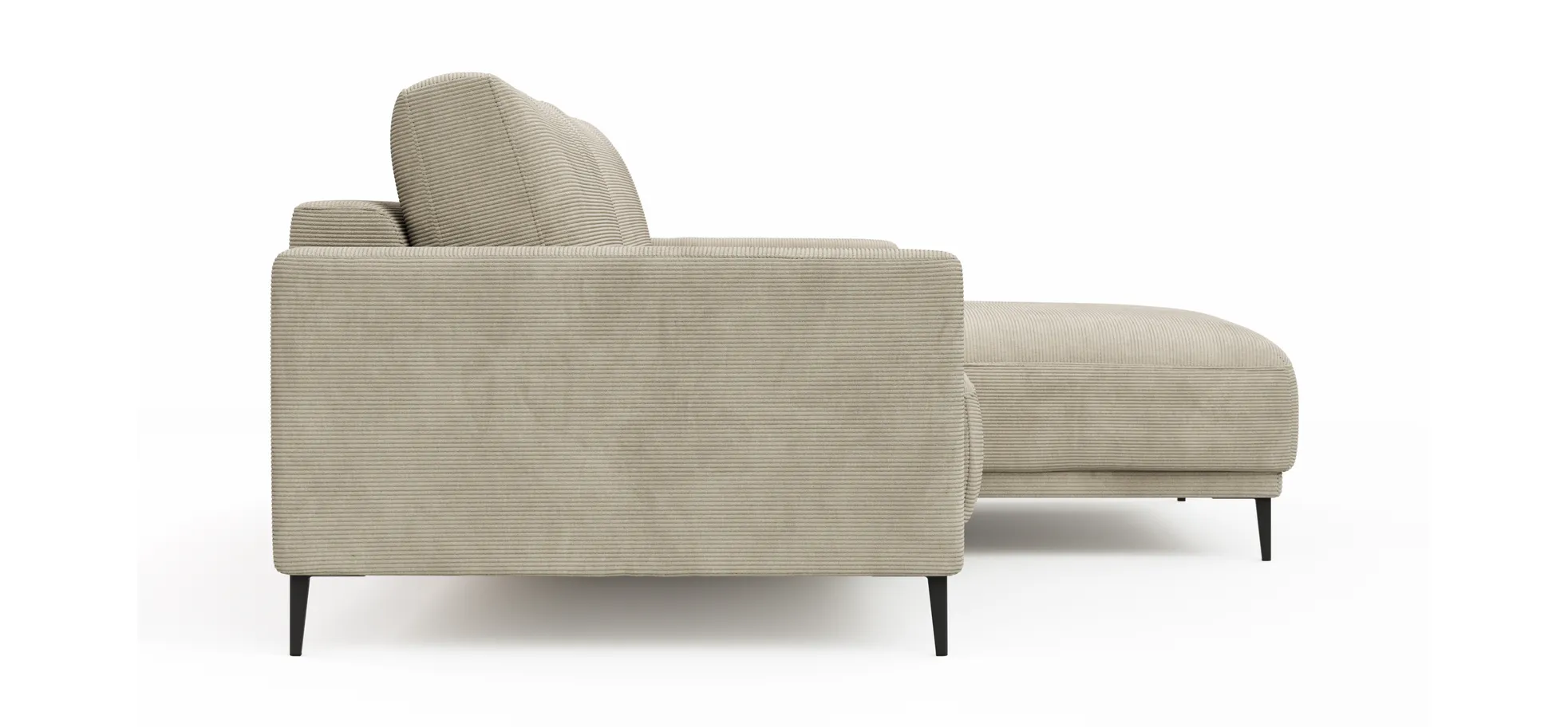 Ecksofa Solero - 1,5-Sitzer mit Longchair rechts, Stoff, Sand