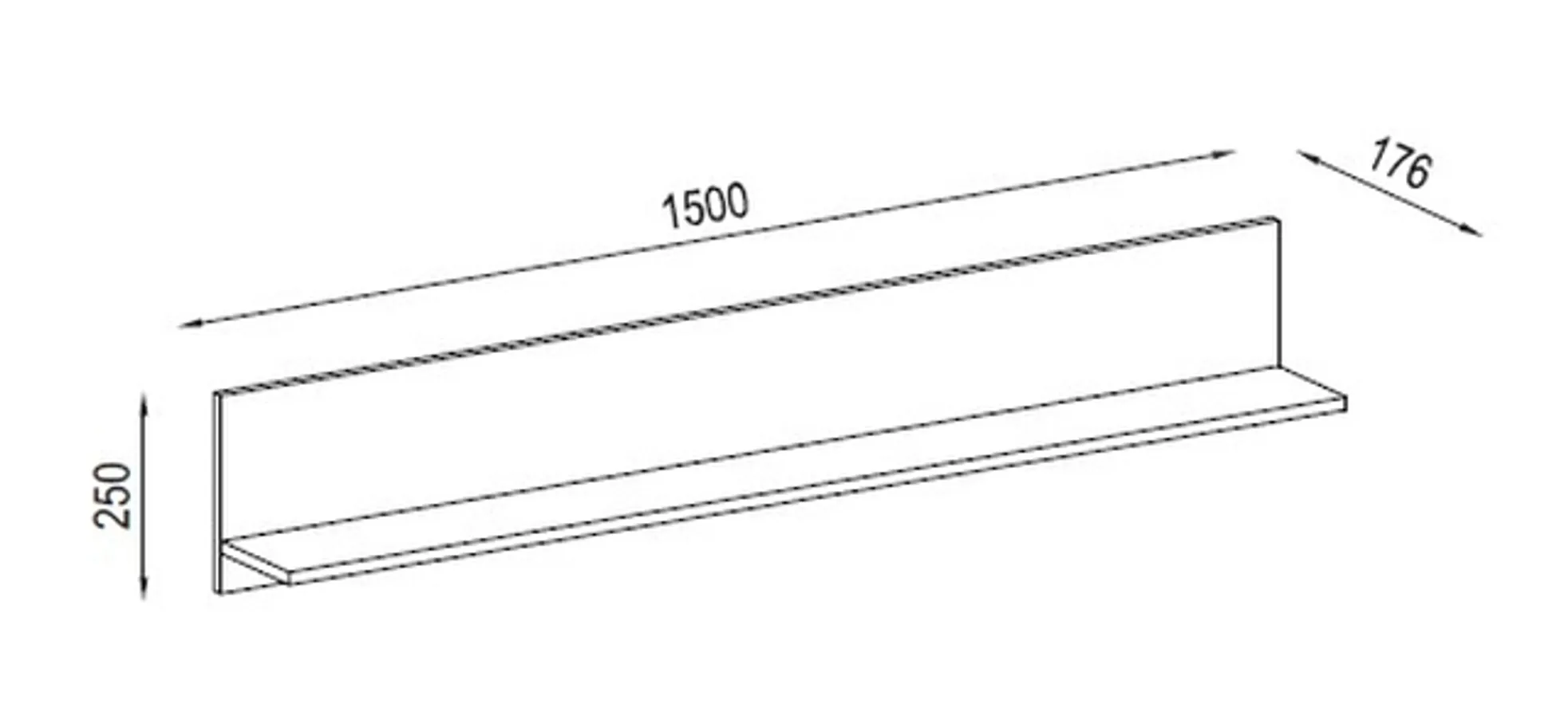 Wandboard - Anthrazit, Eiche Coast Evoke Nachbildung