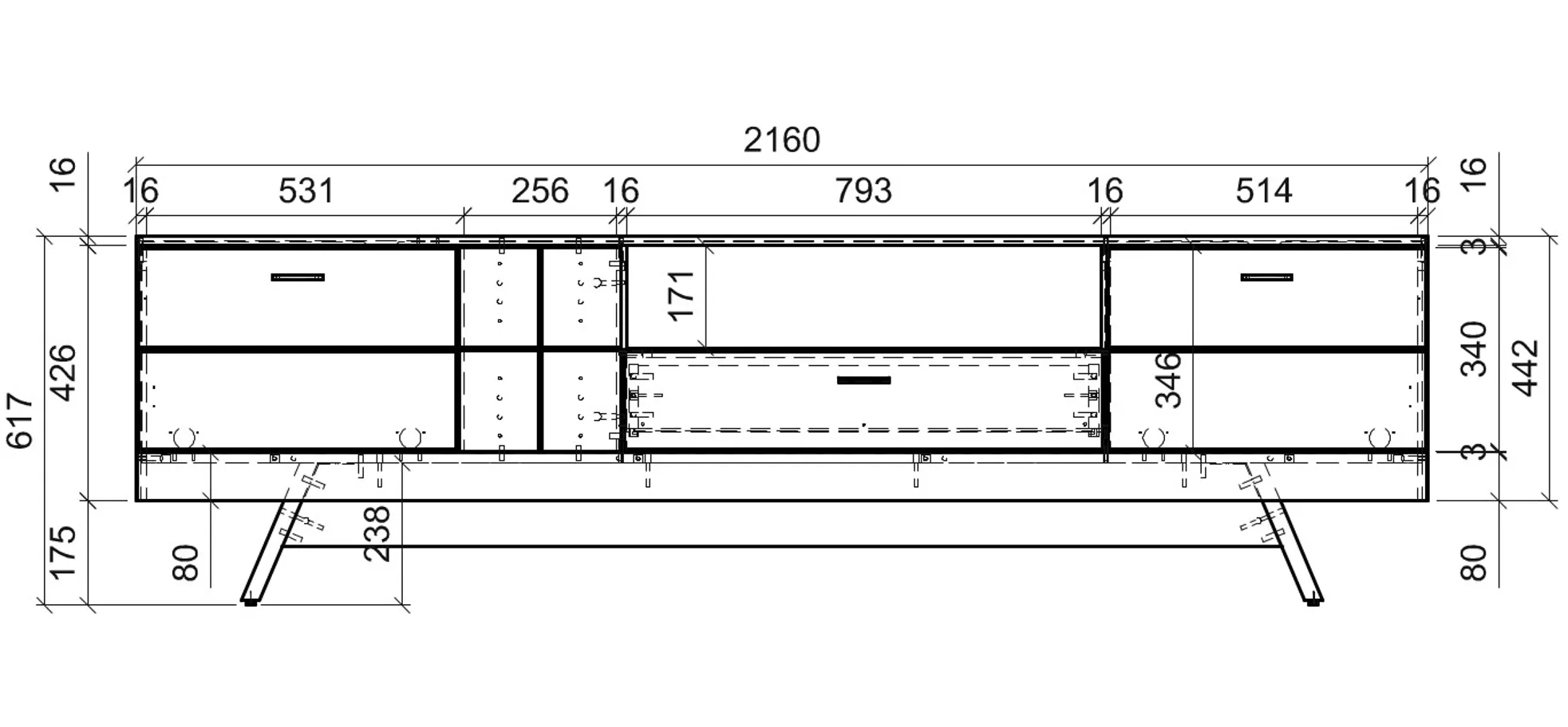 Lowboard, Eiche, Alpinweiß - MyStyle 1019