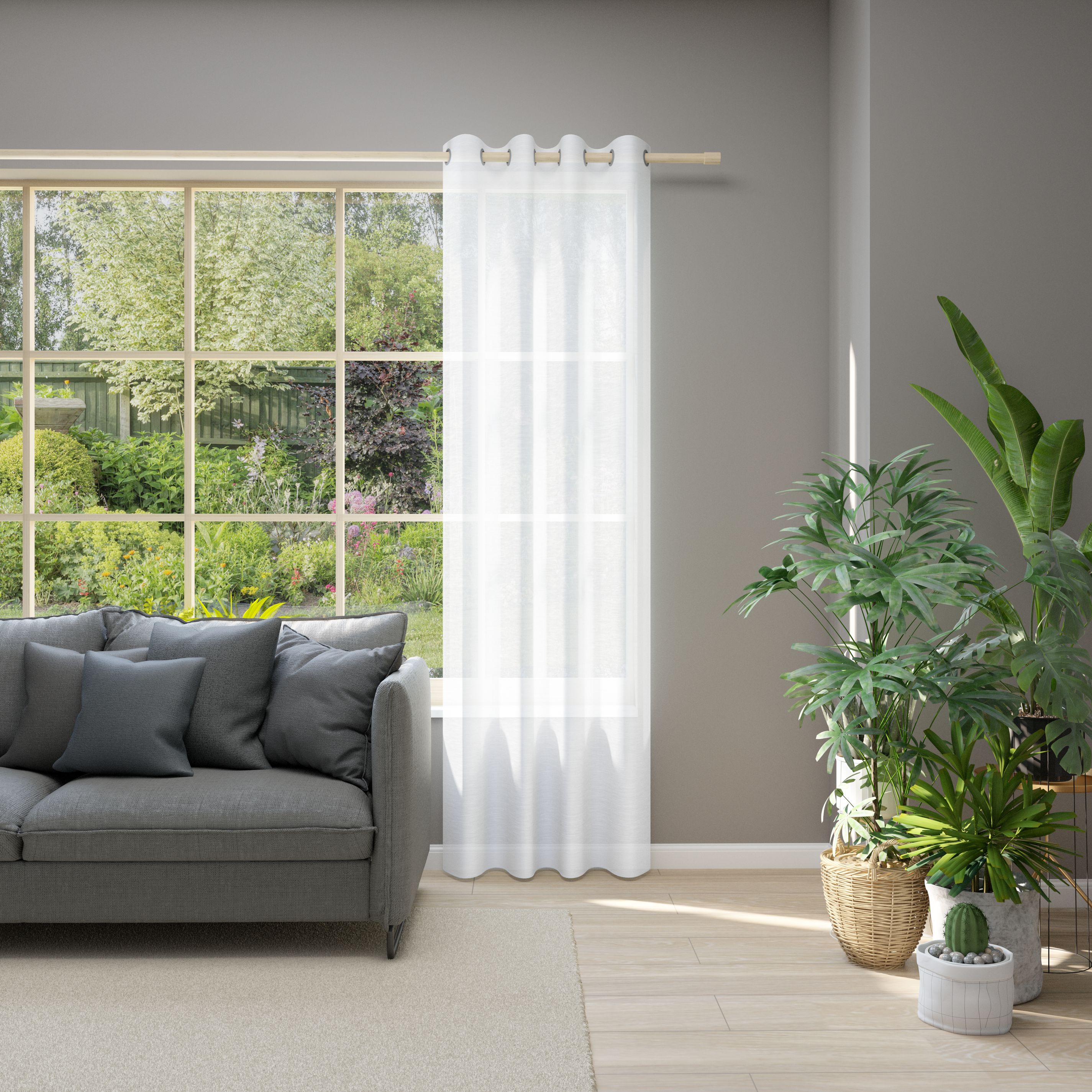Ösenschal Allure, 140x245cm - 100% polyester, transparent uni, weiß