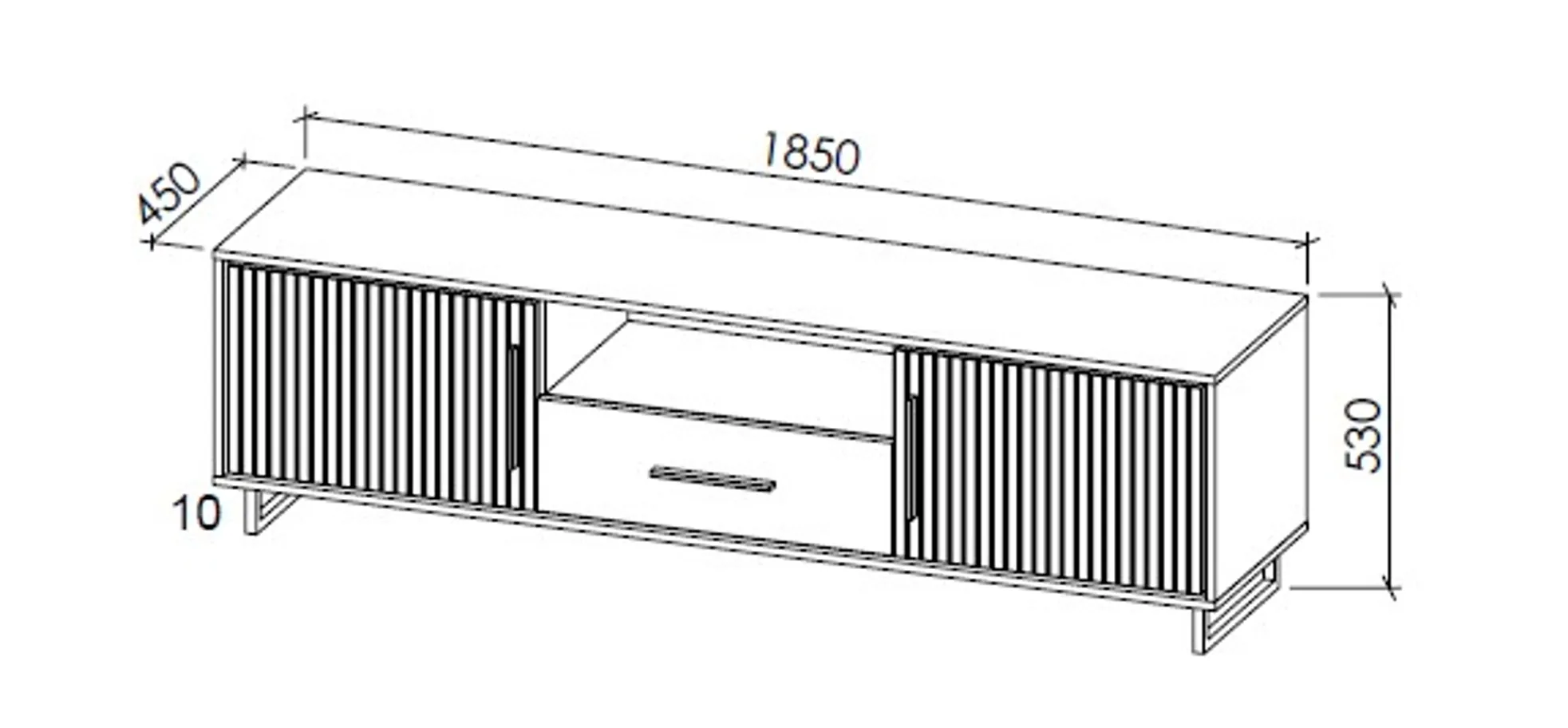 TV-Lowboard, Eiche, B 185 cm - Ela