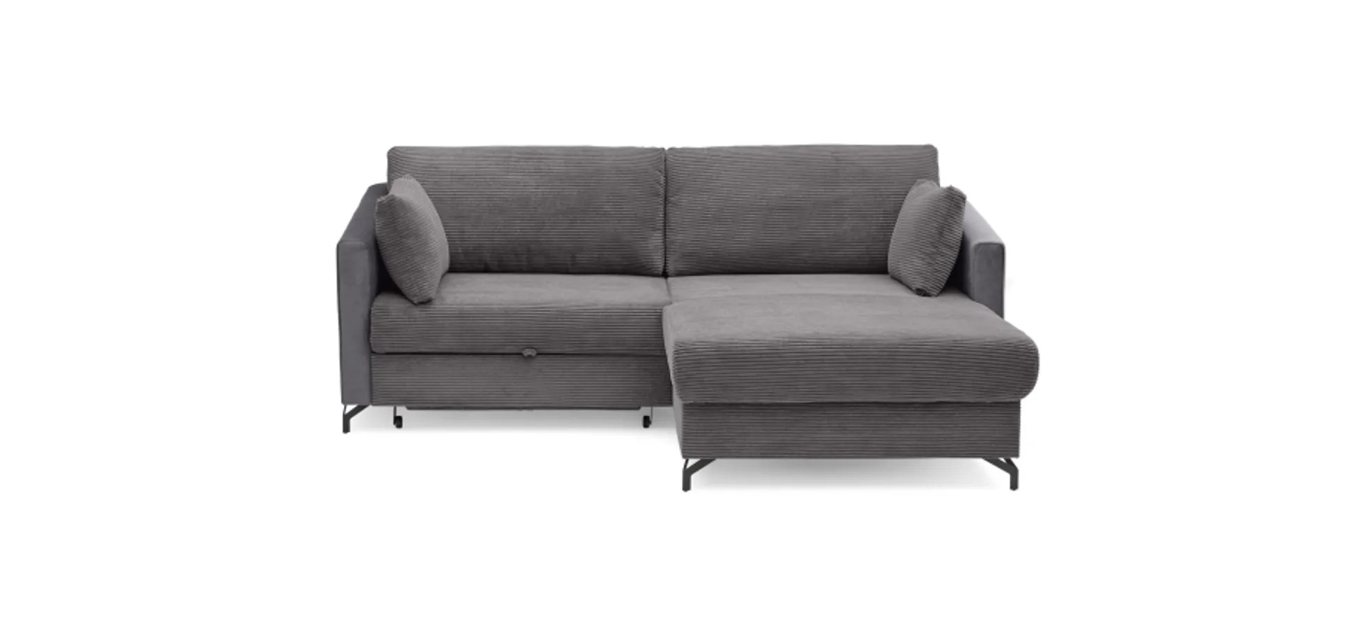 Ecksofa - 1,5-Sitzer, Ecke rechts inkl. Schlaffunktion und Bettkasten, Stoff, Grau