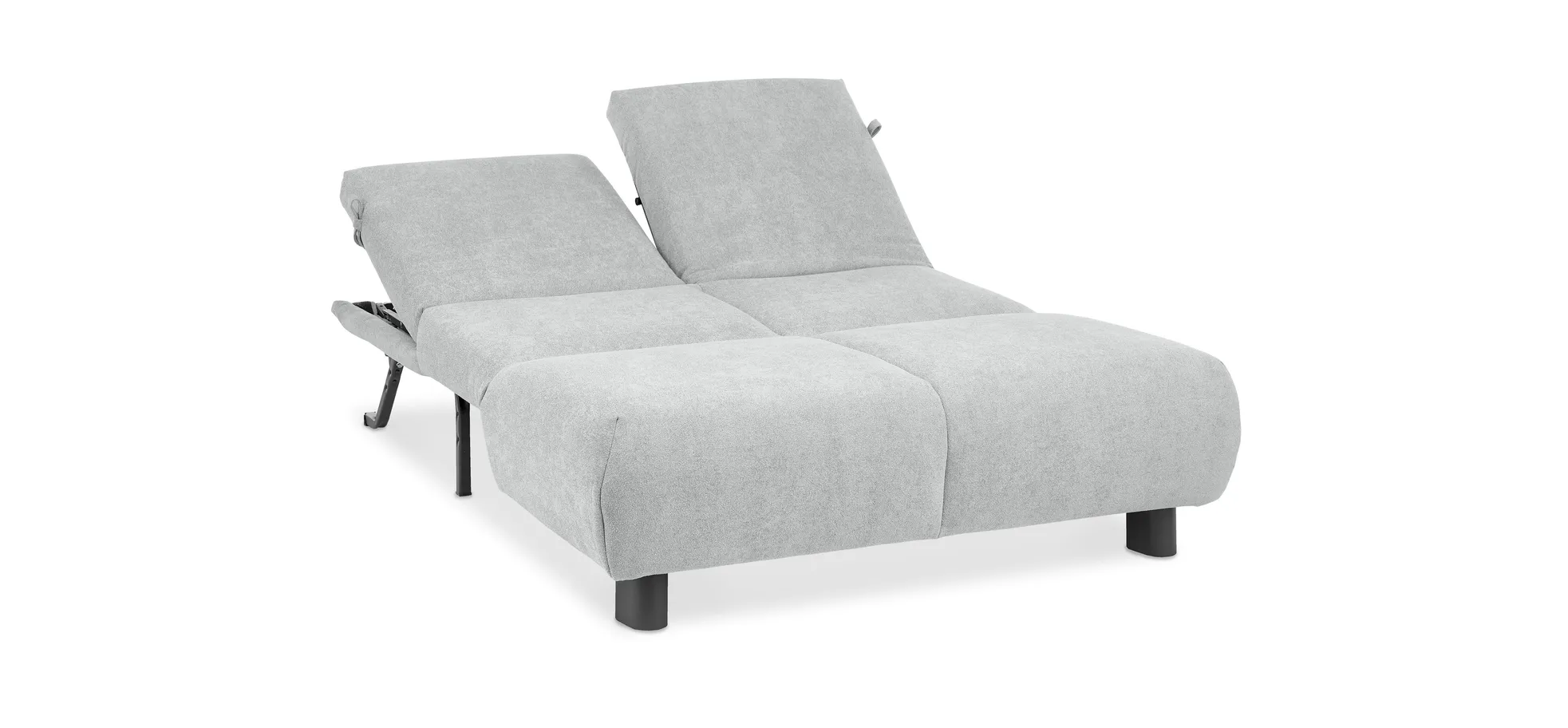  Faltsofa EBBY - 2-Sitzer ohne Armlehne, 140 cm inkl. Schlaffunktion/Relaxfunktion, Stoff, Grau