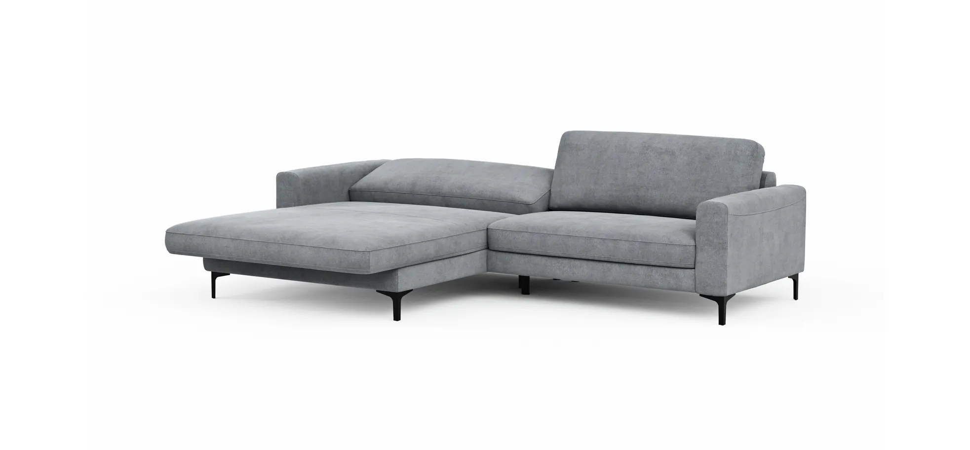Ecksofa Oviedo - Longchair links mit 1,5-Sitzer inkl. Relaxfunktion (motorisch), Stoff, Grau