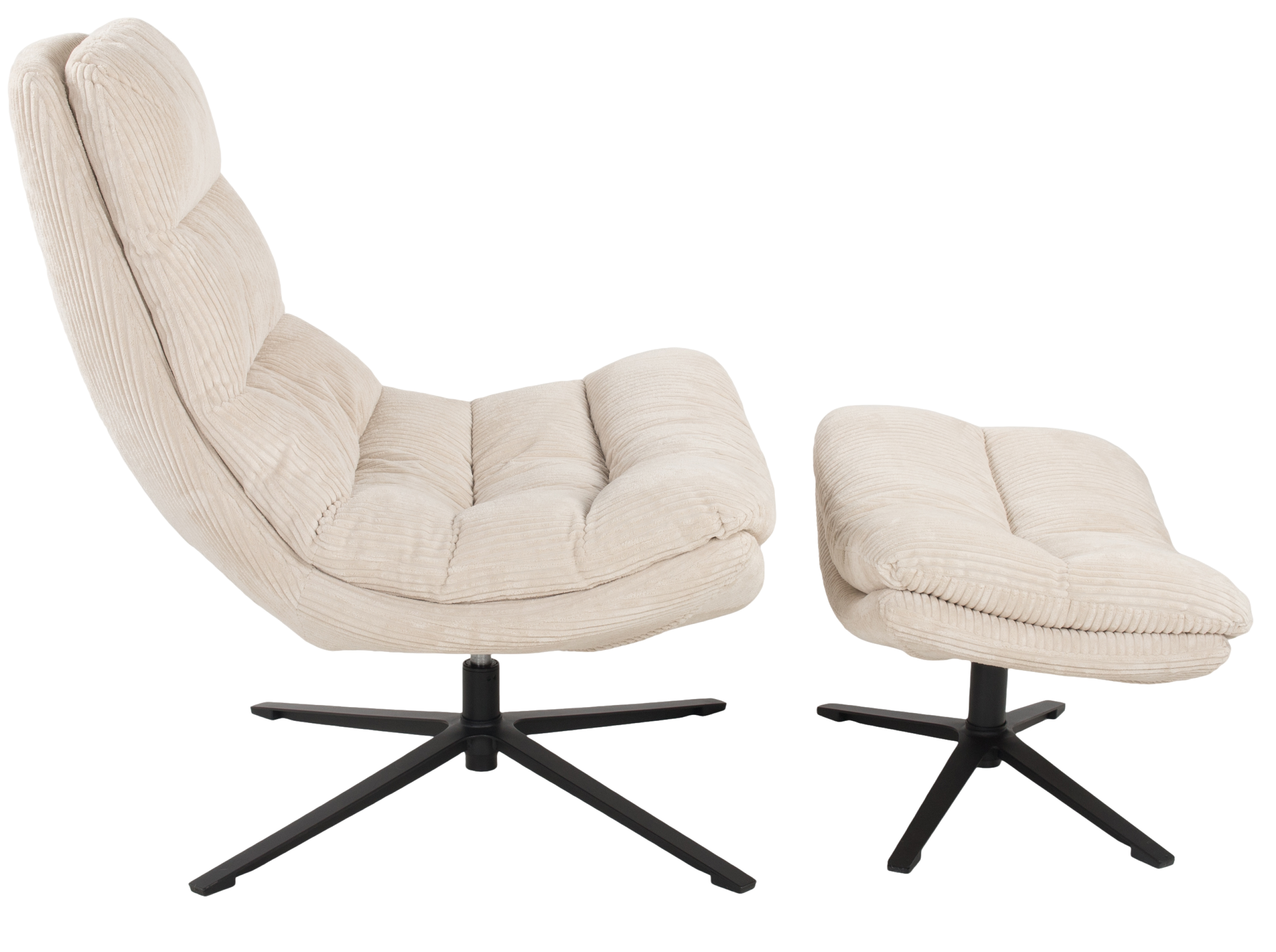 Relaxsessel mit Hocker, Cord beige - Duane