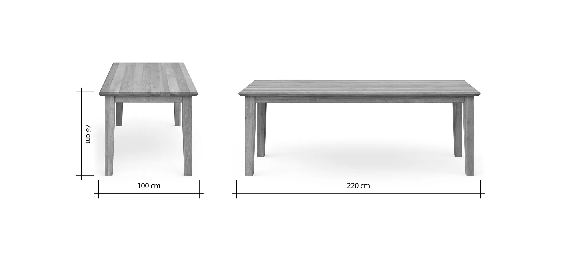 Esstisch Louisiana - LB ca. 220x100 cm, Wildeiche teilmassiv, geölt