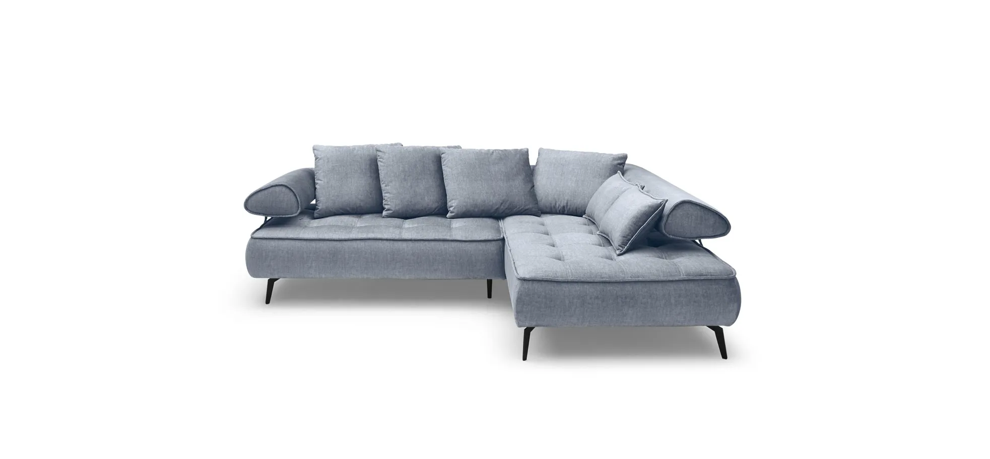 Ecksofa - 2-Sitzer, Ecke rechts inkl. Schlaffunktion, Relaxfunktion, Stoff, Silberfarben