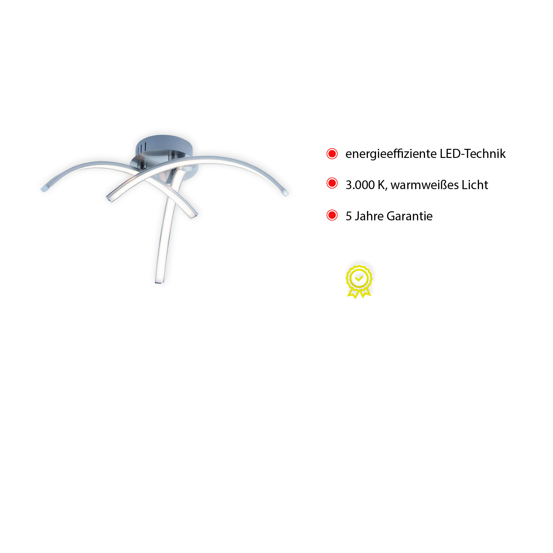 LED Deckenleuchte Valerie  - 3 LED-Leuchtbögen