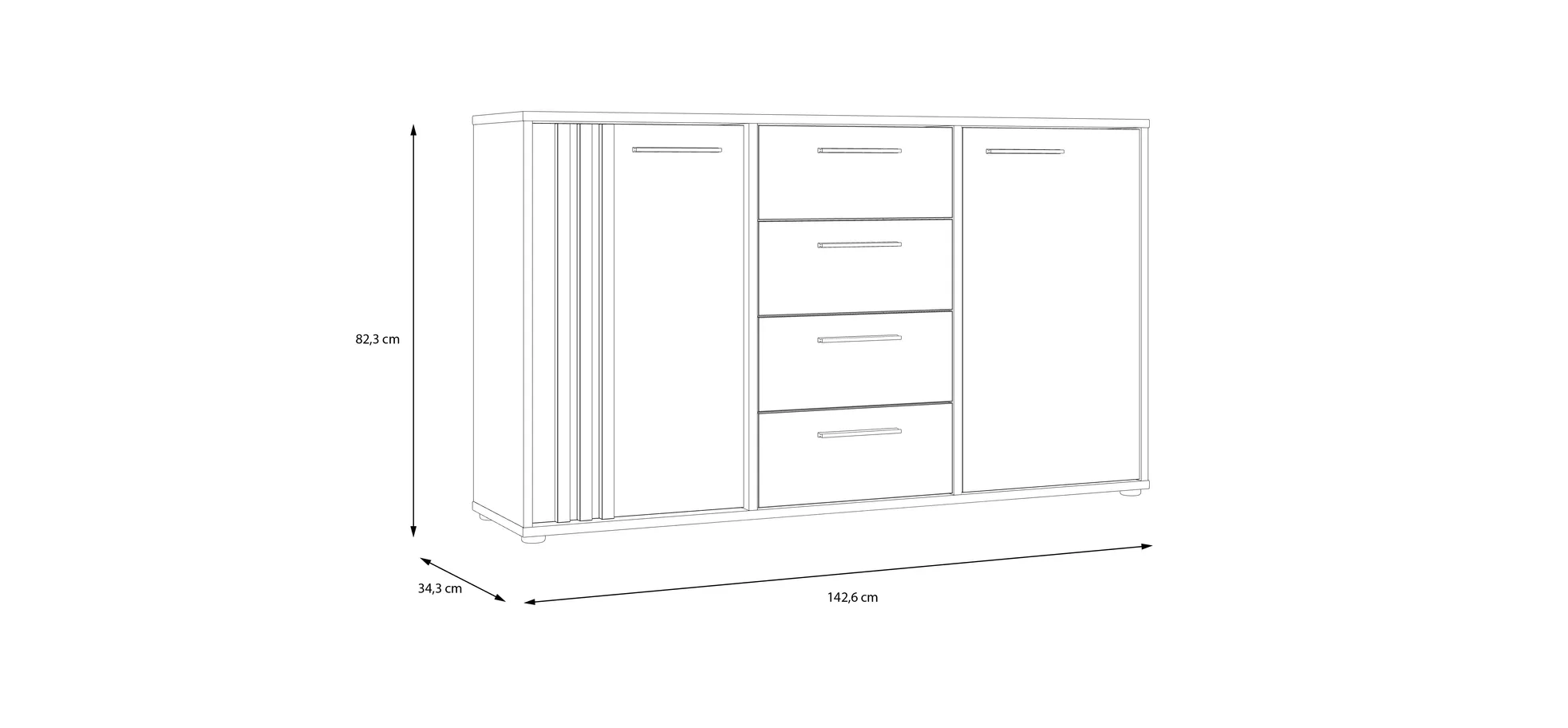 Sideboard, Black/Artisan Oak  - Floriss