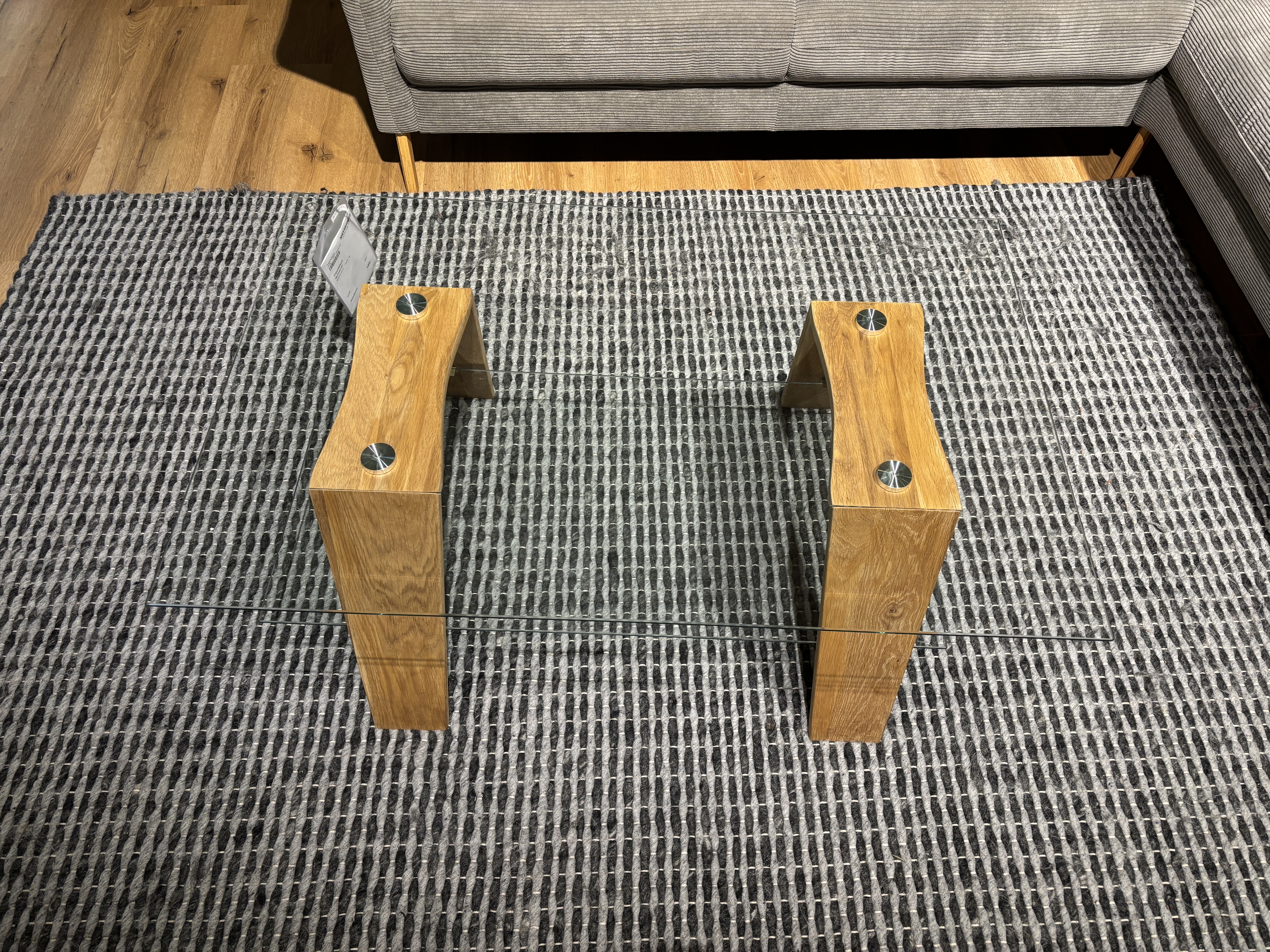 Couchtisch, Eiche massiv, Klarglas, rechteckig - MyTrend 231