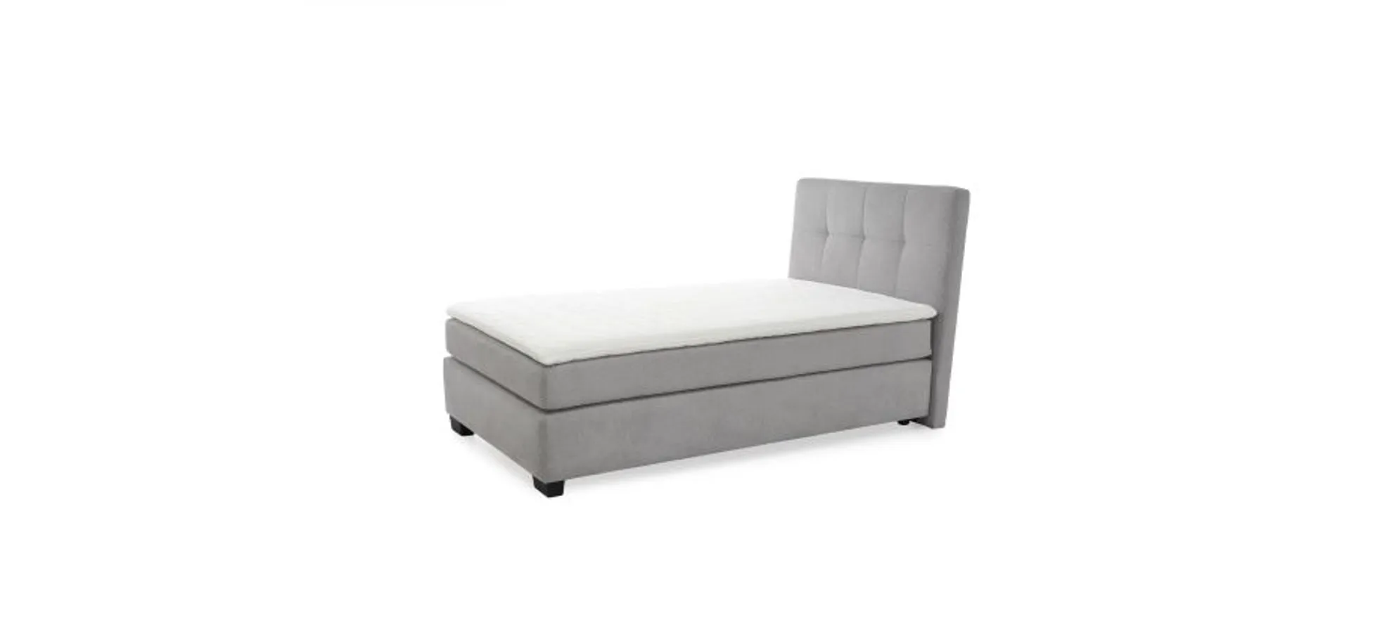 Boxspringbett JILA- Ligefläche ca. 120x200 cm, Stoff, Hellgrau