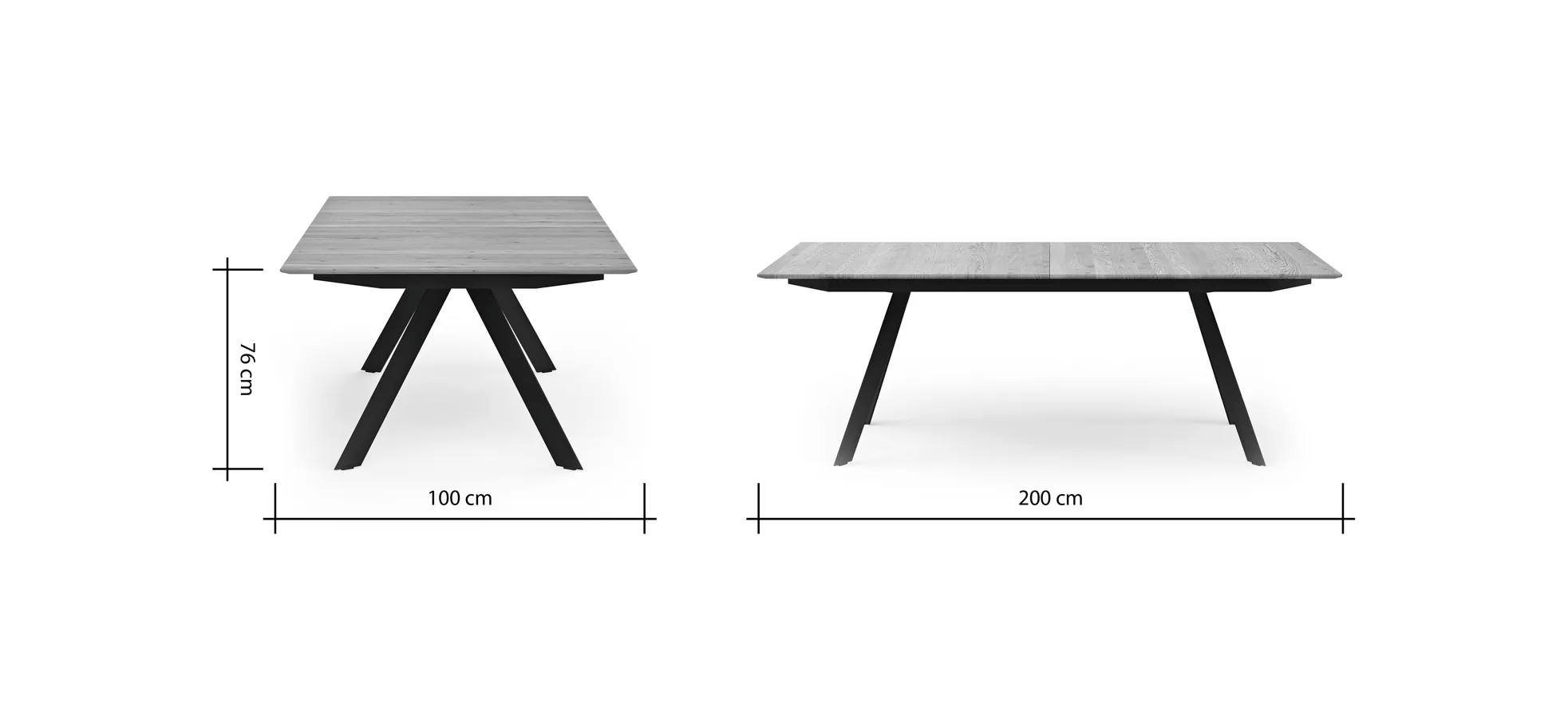 Esstisch Dinner - ausziehbar, LB ca. 200x100 cm, Eiche massiv