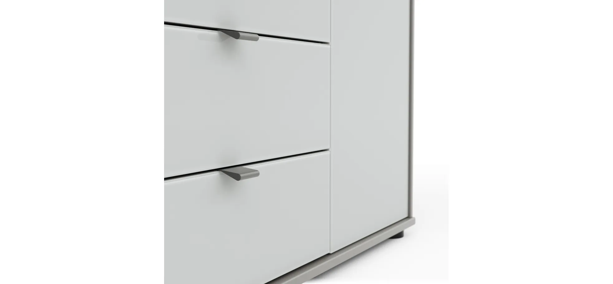 Kommode Marbella - Lack, Grau, Glas, Weiß