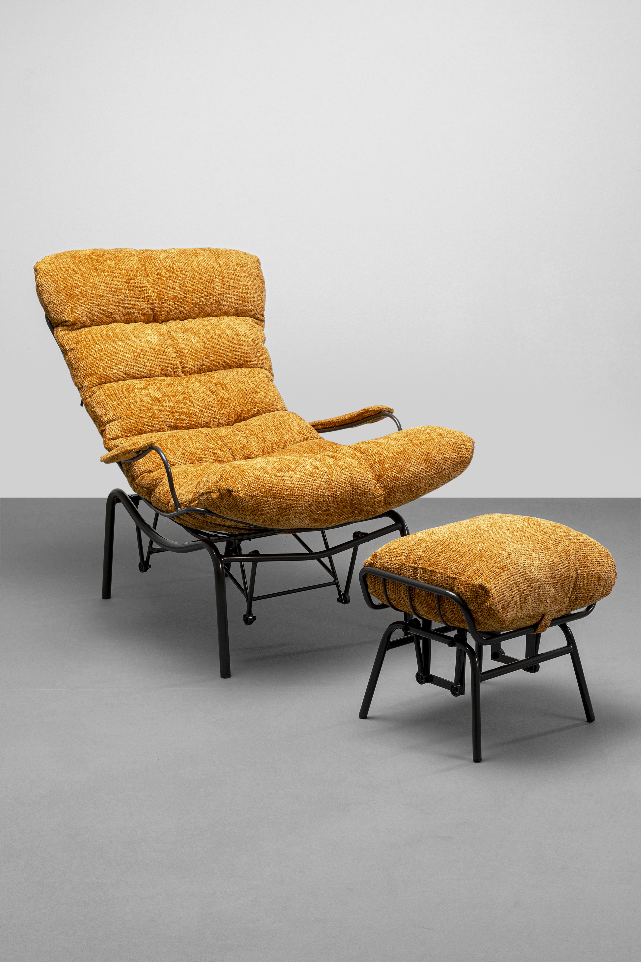 Sessel mit Hocker Vienna, Boucle gelb - Vienna