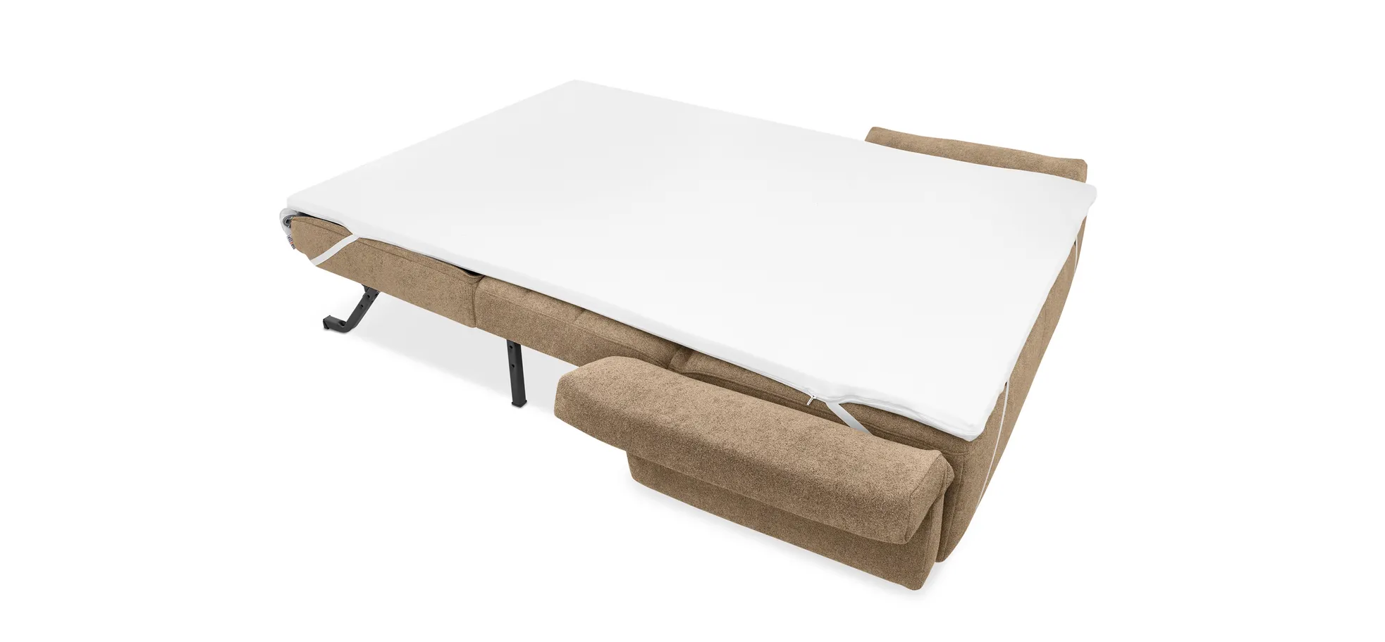  Faltsofa Easy - 2-Sitzer, ca. 140 cm inkl. Schlaffunktion/Topper/Armteil verstellbar, Stoff, Braun