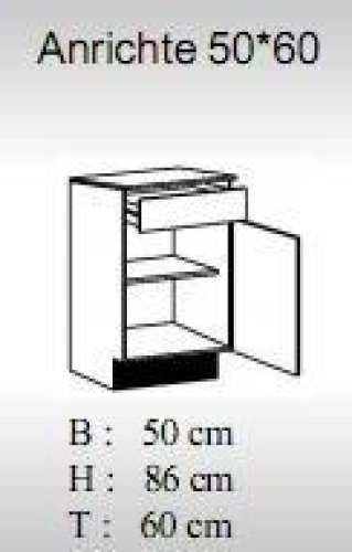 Küchen-Unterschrank, Kommode, 50 cm breit - Alina