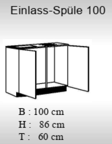 Spülenschrank, inkl. Spüle, 100 cm breit - Alina