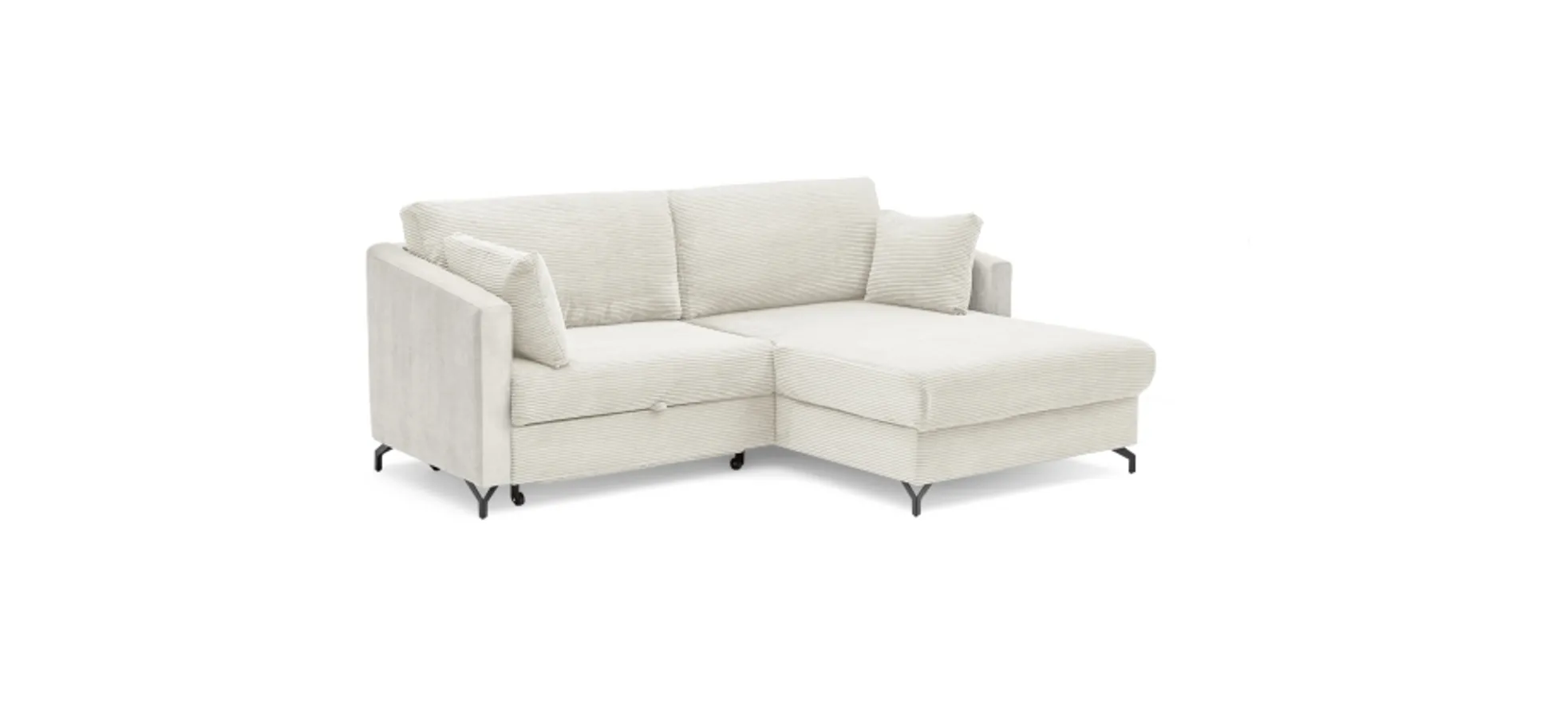 Ecksofa - 1,5-Sitzer, Ecke rechts inkl. Schlaffunktion und Bettkasten, Stoff, Beige