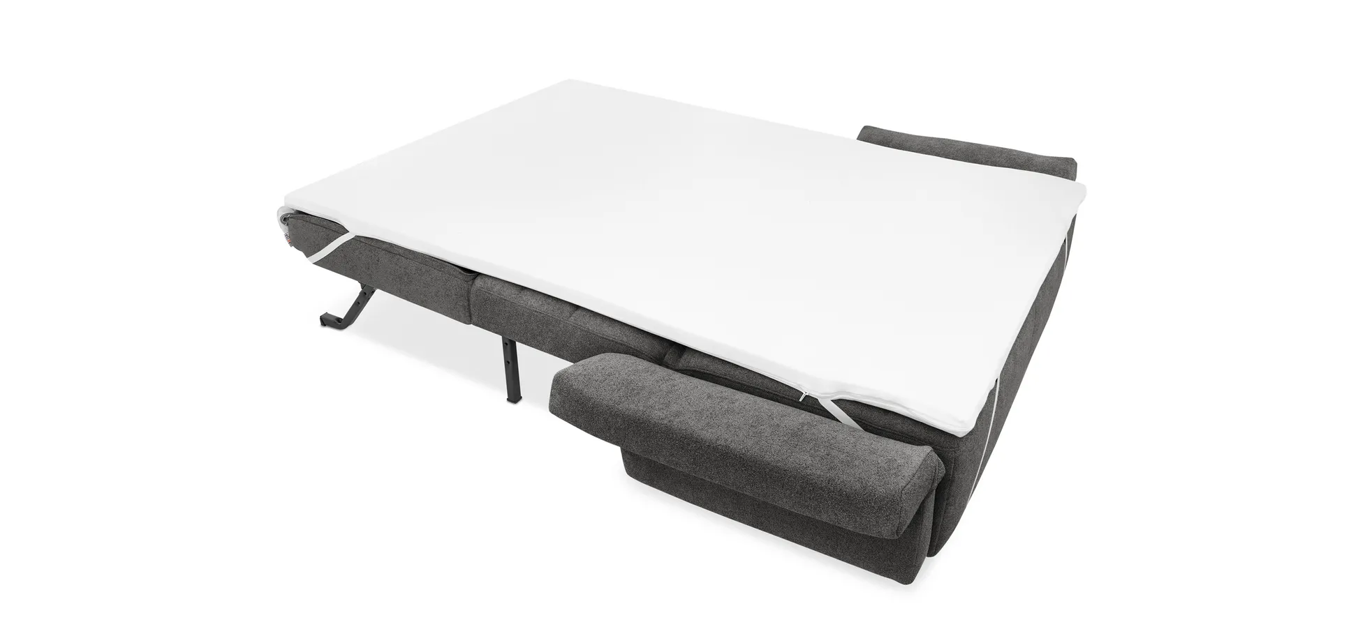 Faltsofa Easy - 2-Sitzer, ca. 140 cm inkl. Schlaffunktion/Topper/Armteil verstellbar, Stoff, Dunkelgrau