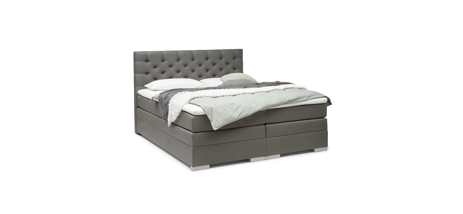 Boxspringbett, Stoff grau   - Sandrin E 