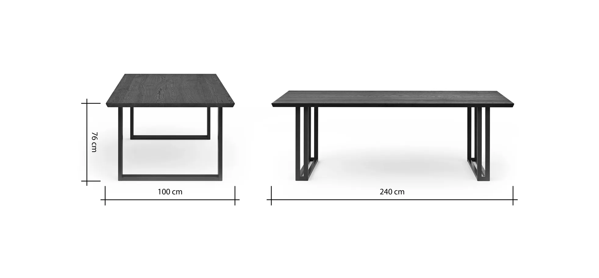 Esstisch Clifton - BL ca. 100x240 cm, Zerreiche massiv, Smoke