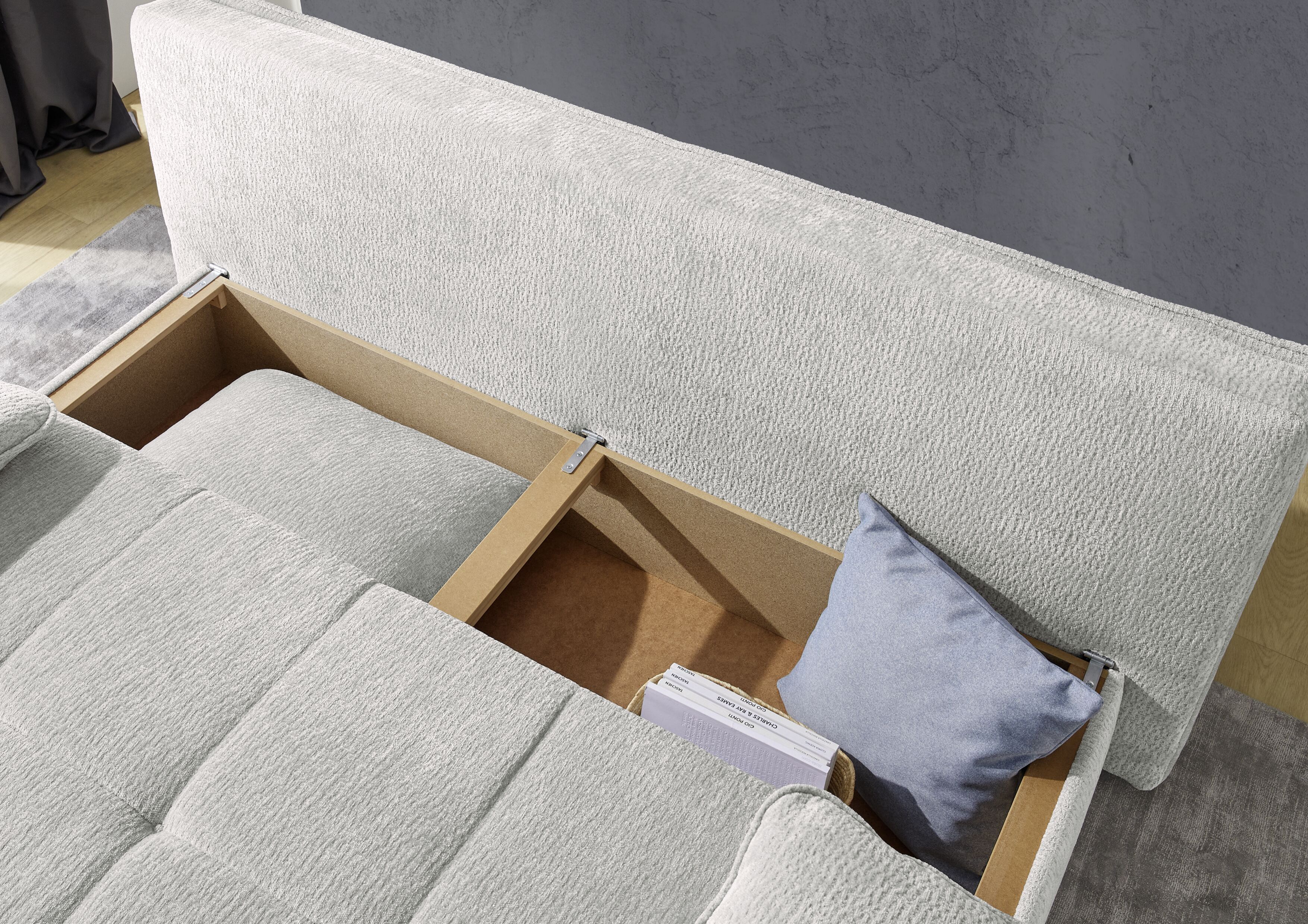 Querschläfer, hellgrau, mit Bettkasten - MyStyle 2168