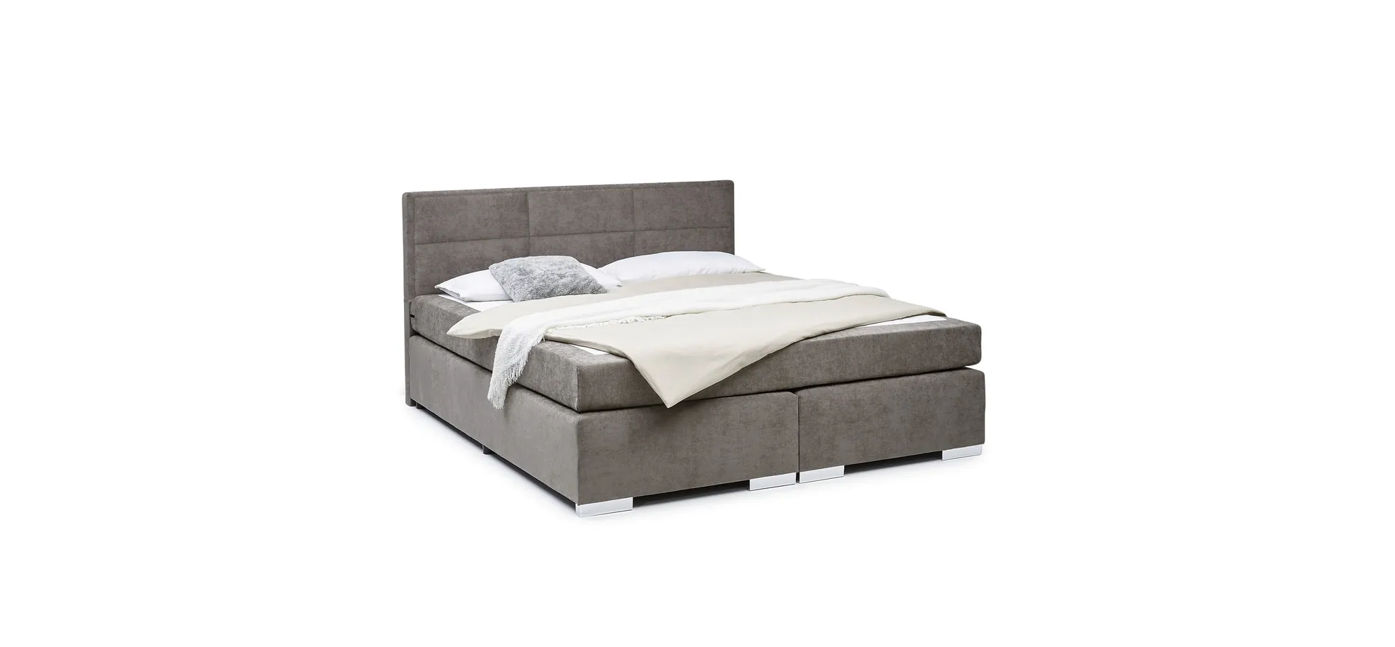 Boxspringbett, Stoff grau  - Sirko