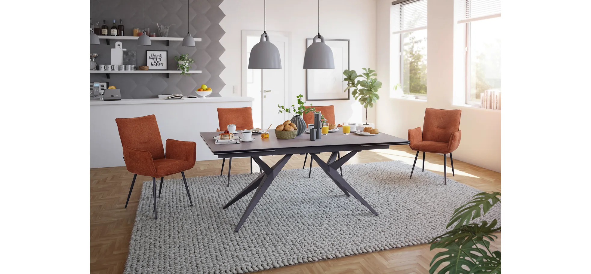 Vierfußstuhl mit Armlehnen, kupfer - Marcela Vierfußstuhl mit Armlehnen, kupfer - Marcela