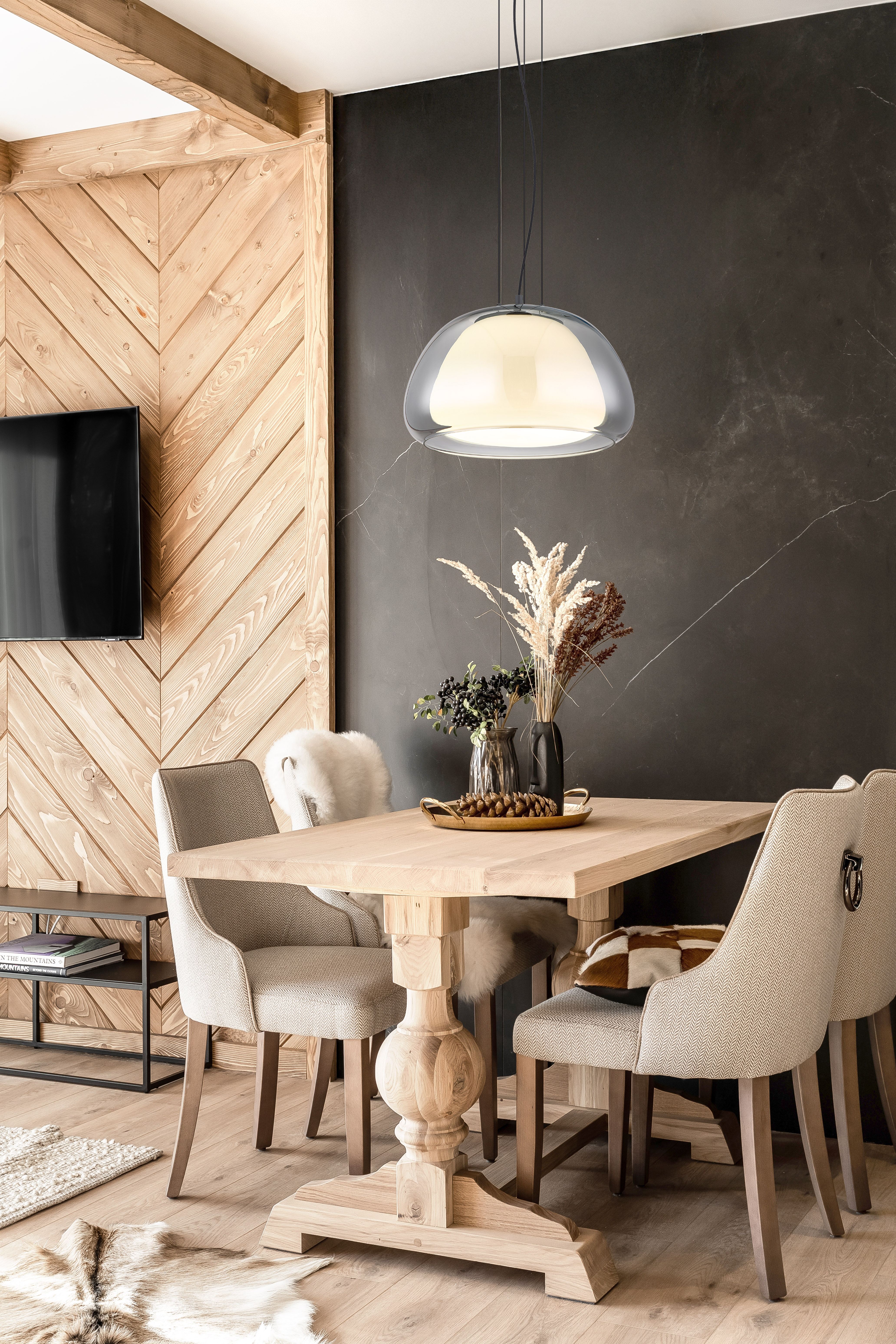 Pendelleuchte Haakon - LED , Anthrazit, Ø38x120cm