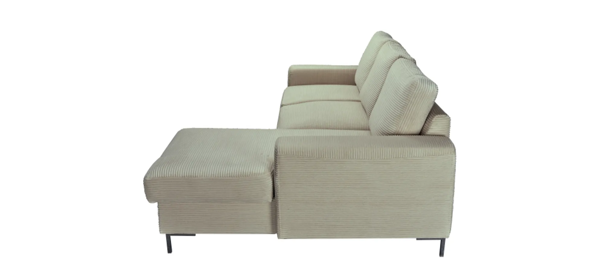 Ecksofa - 2-Sitzer, Ecke rechts inkl. Schlaffunktion und Bettkasten, Stoff, Creme Ecksofa - 2-Sitzer, Ecke rechts inkl. Schlaffunktion und Bettkasten, Stoff, Creme