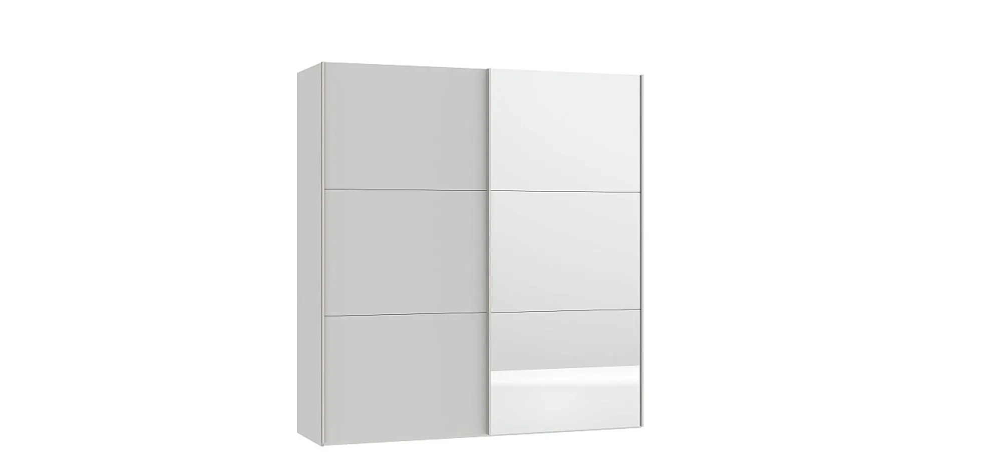 Schwebetürenschrank JOIN IT- B ca. 202 cm., Hellgrau, Matt, Spiegel