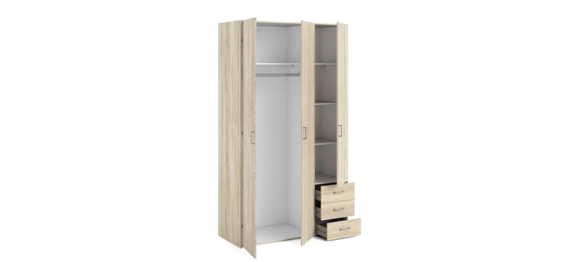 Drehtürenschrank- B ca. 116 cm, Eiche Dekor