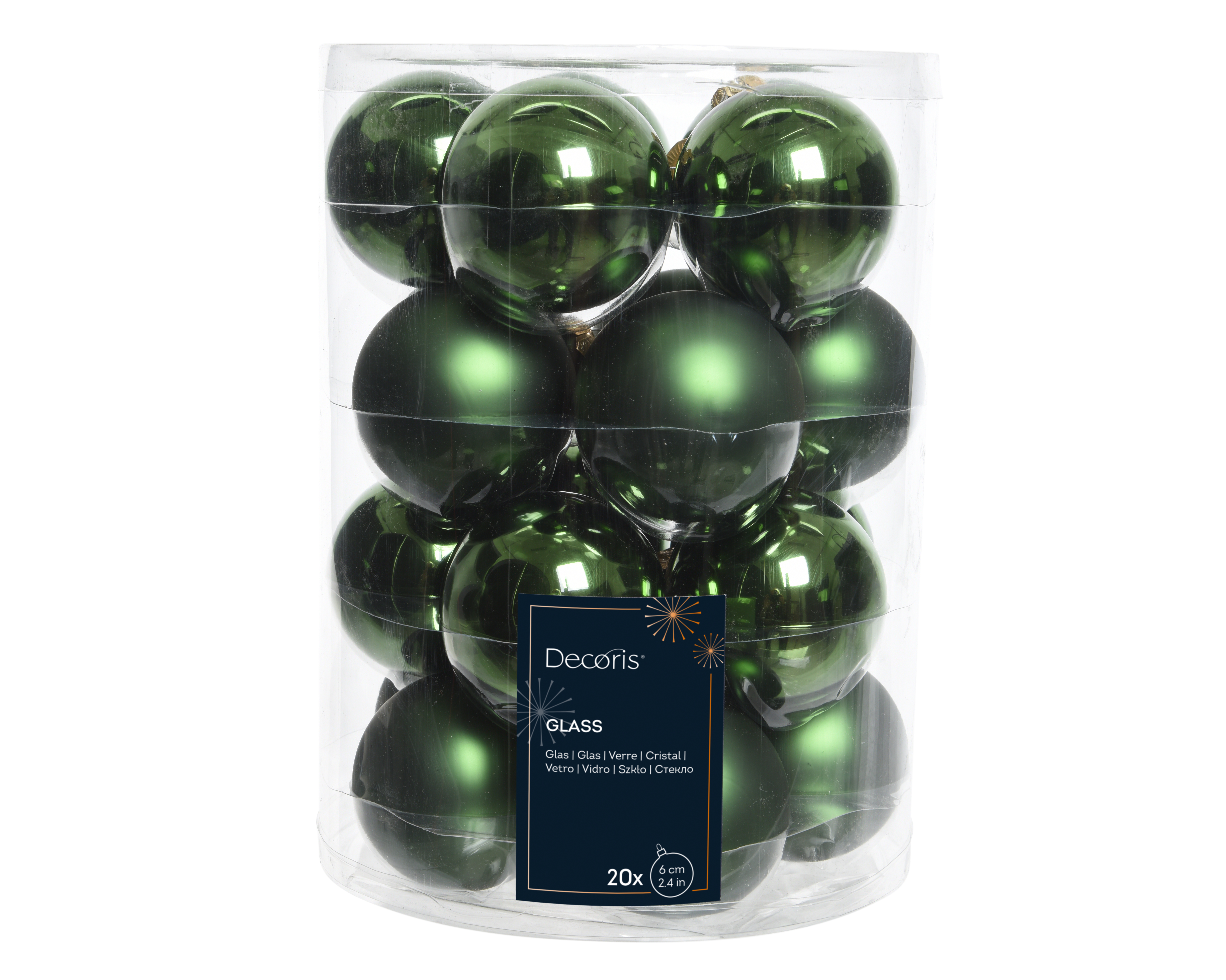 Kugelset 20-er - piniengrün, Glas, Ø6cm