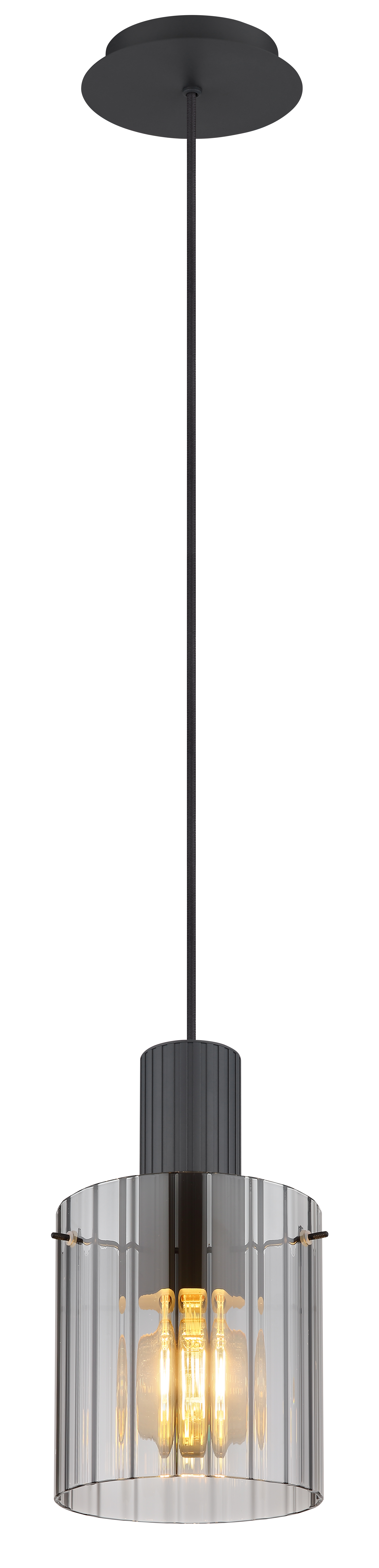 Pendelleuchte Tiril - 1xE27, Metall anthrazit gebürstet, Ø18x120cm