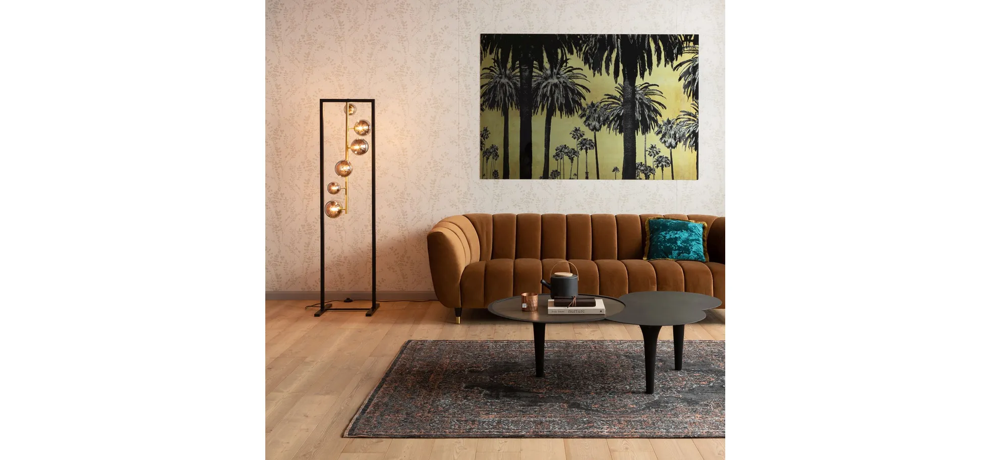 Stehleuchte- BH ca. 42X160 cm, Stahl, Pulverbeschichtet, Schwarz, Goldfarben