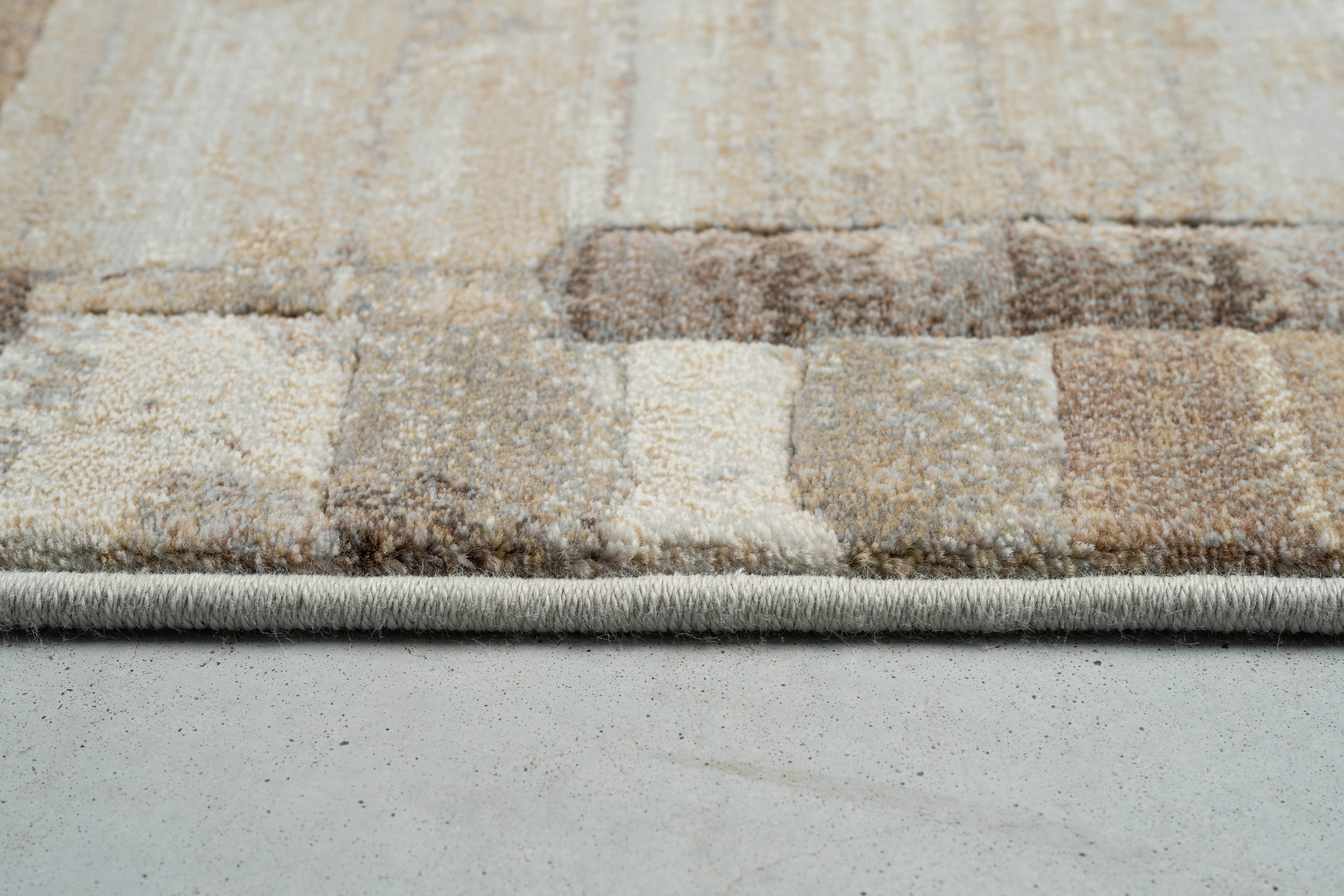 Webteppich, weiß-braun-grau, 160x230 cm - Rargentum