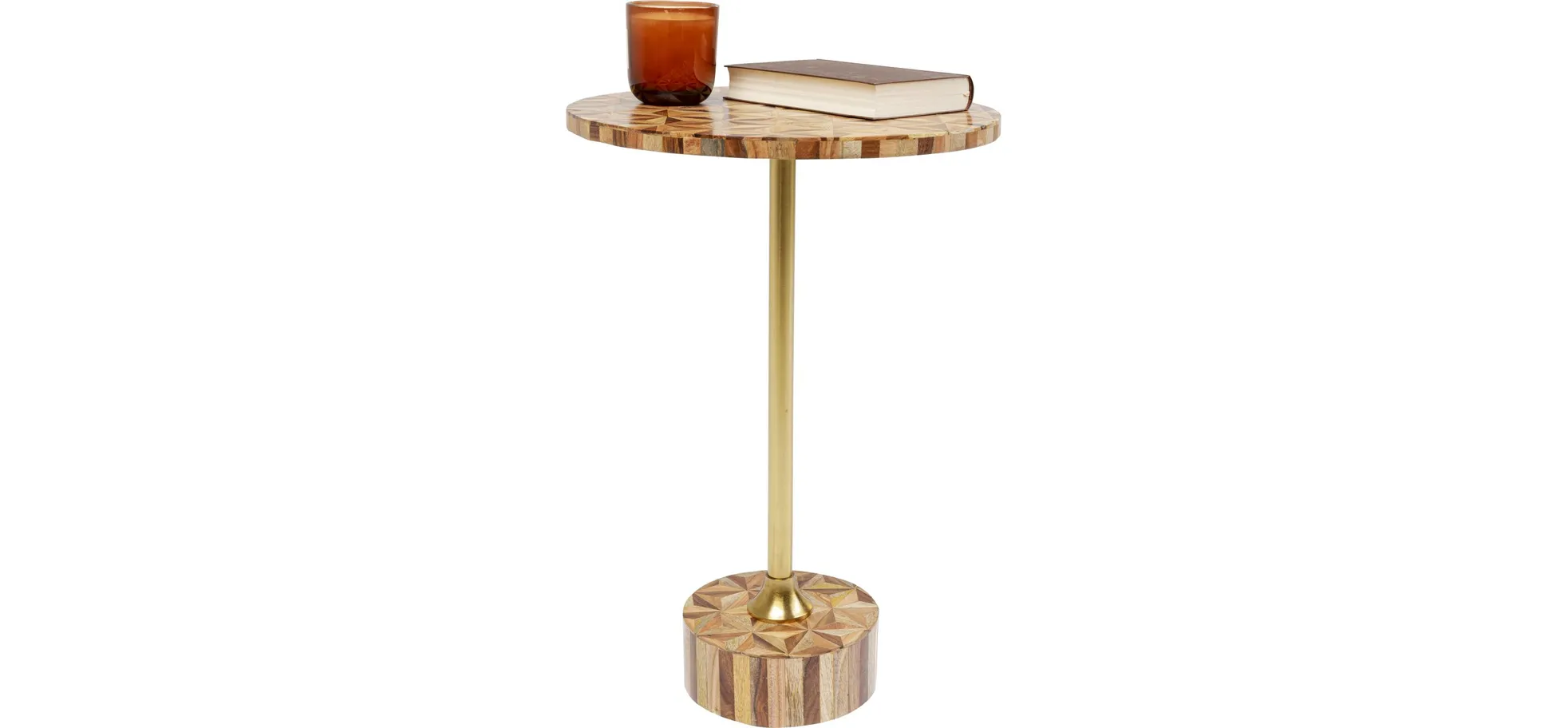 Beistelltisch- DH ca. 40x50 cm, Braun, Stahl, Gold