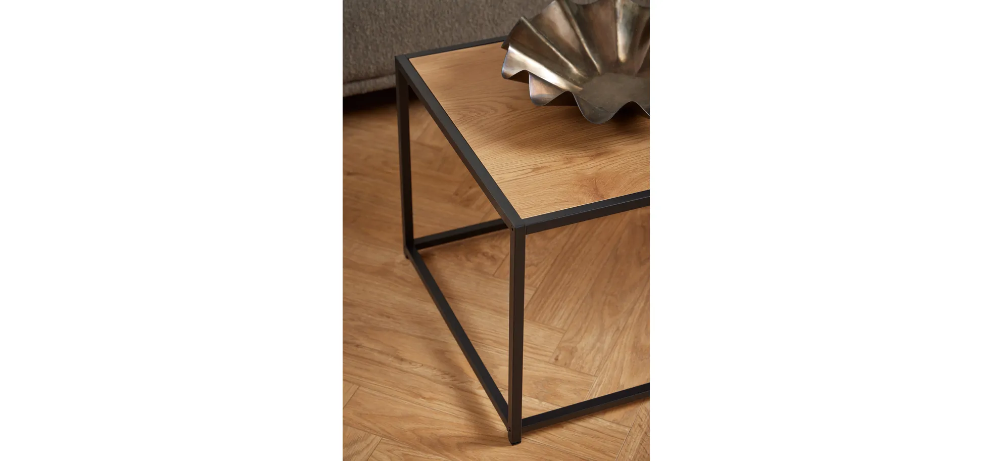 Couchtisch - LB ca. 100x50 cm, Wildeiche Nachbildung, Schwarz